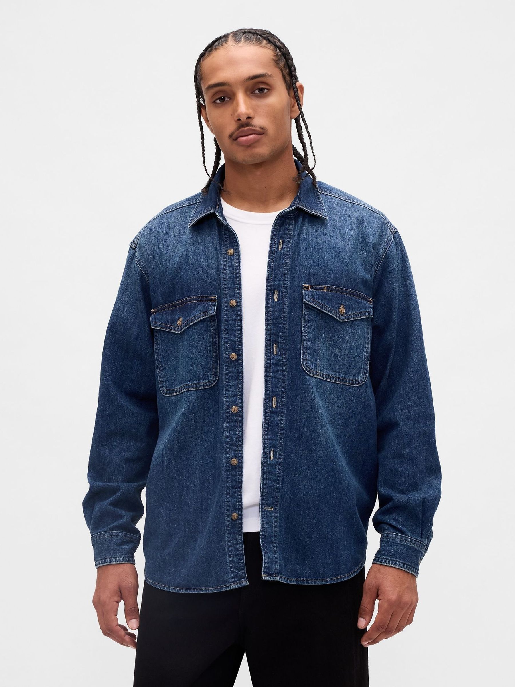 Blue Denim Relaxed Shirt (W73665) | £60