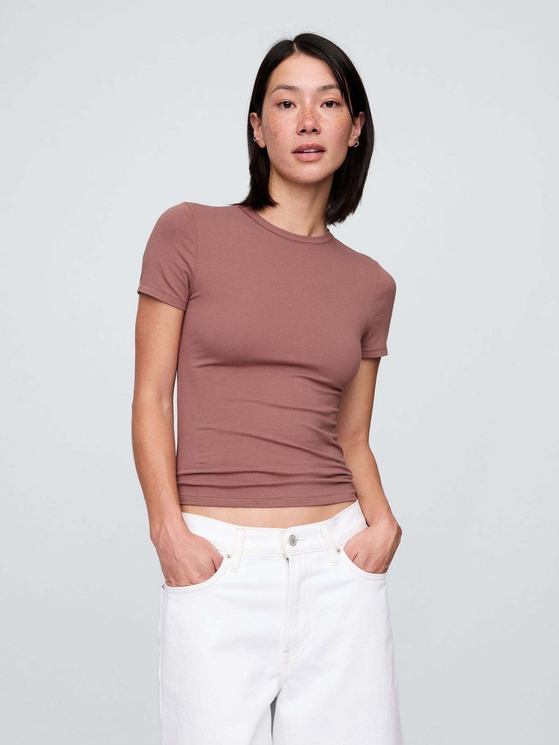 Dusky Pink CloseKnit Jersey Short Sleeve T-Shirt (W73670) | £12
