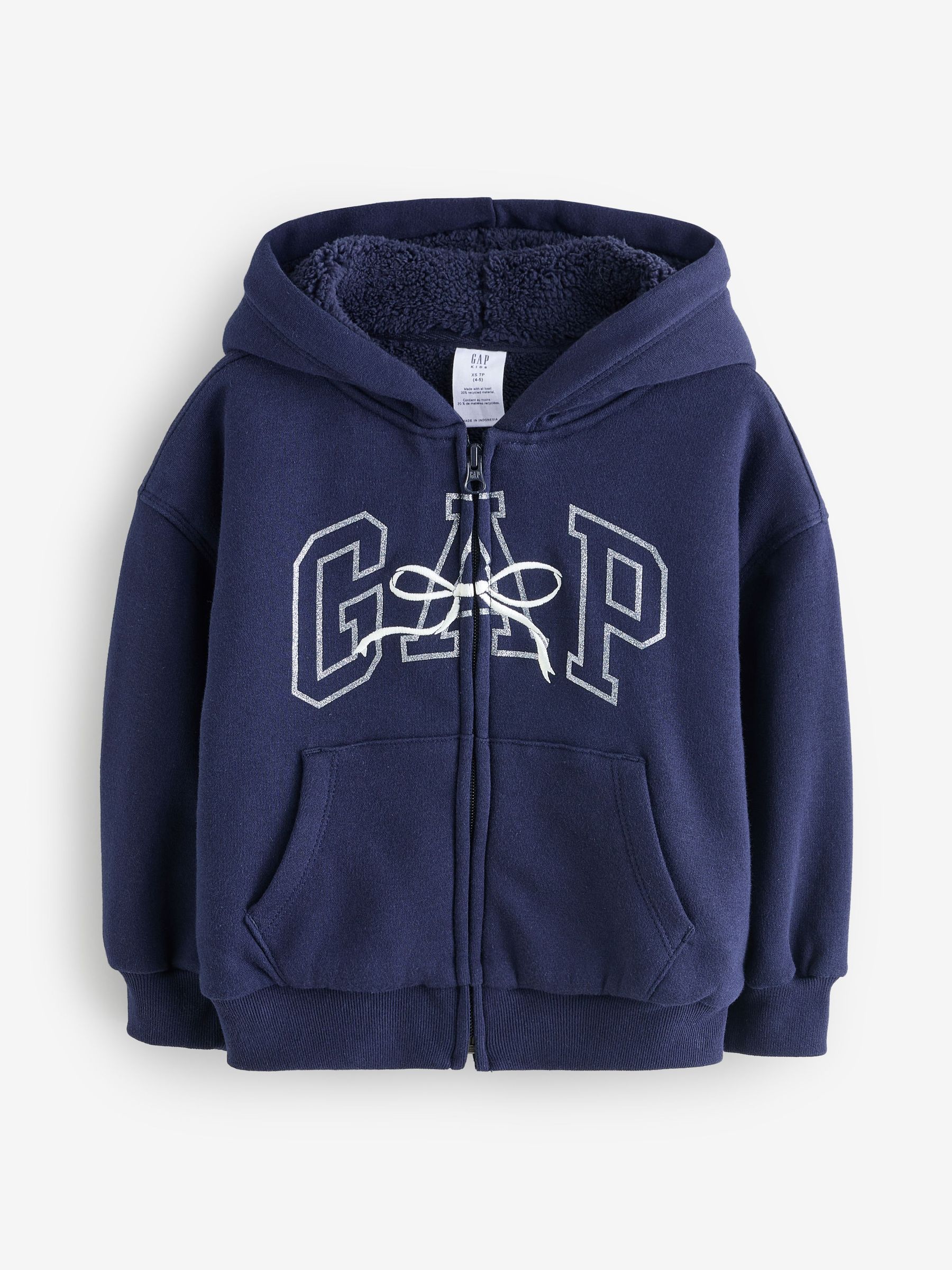 Navy Blue Logo Fluffy Sherpa Zip-Up Hoodie (4-13yrs) (W73712) | £30