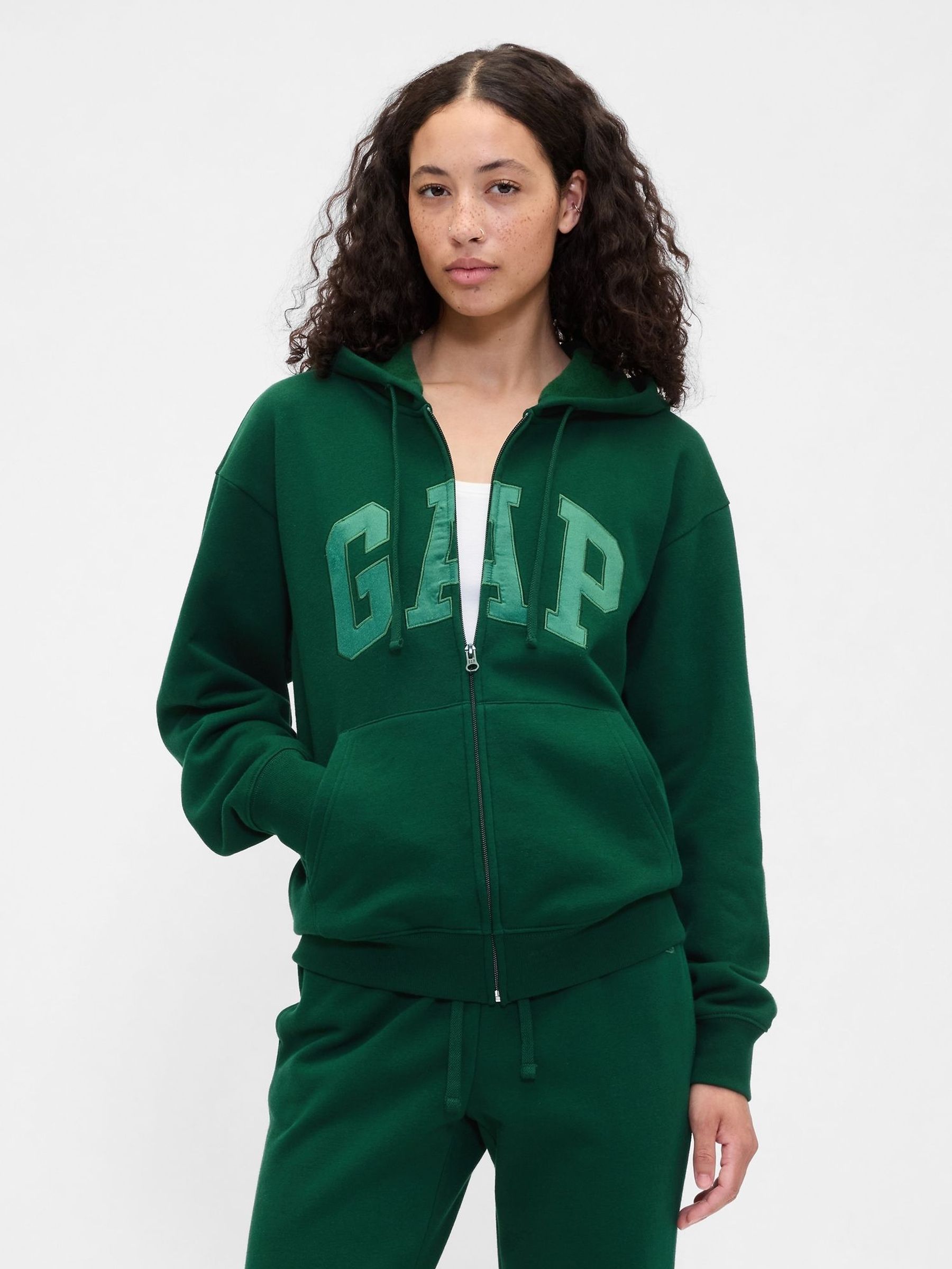 Green Vintage Logo Zip Up Hoodie (W73726) | £40
