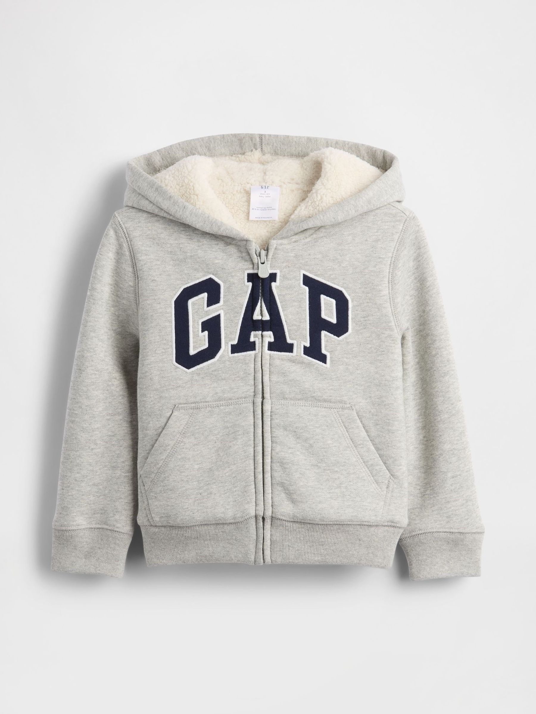 Grey Logo Sherpa Zip Hoodie (6mths-5yrs) (W73748) | £25