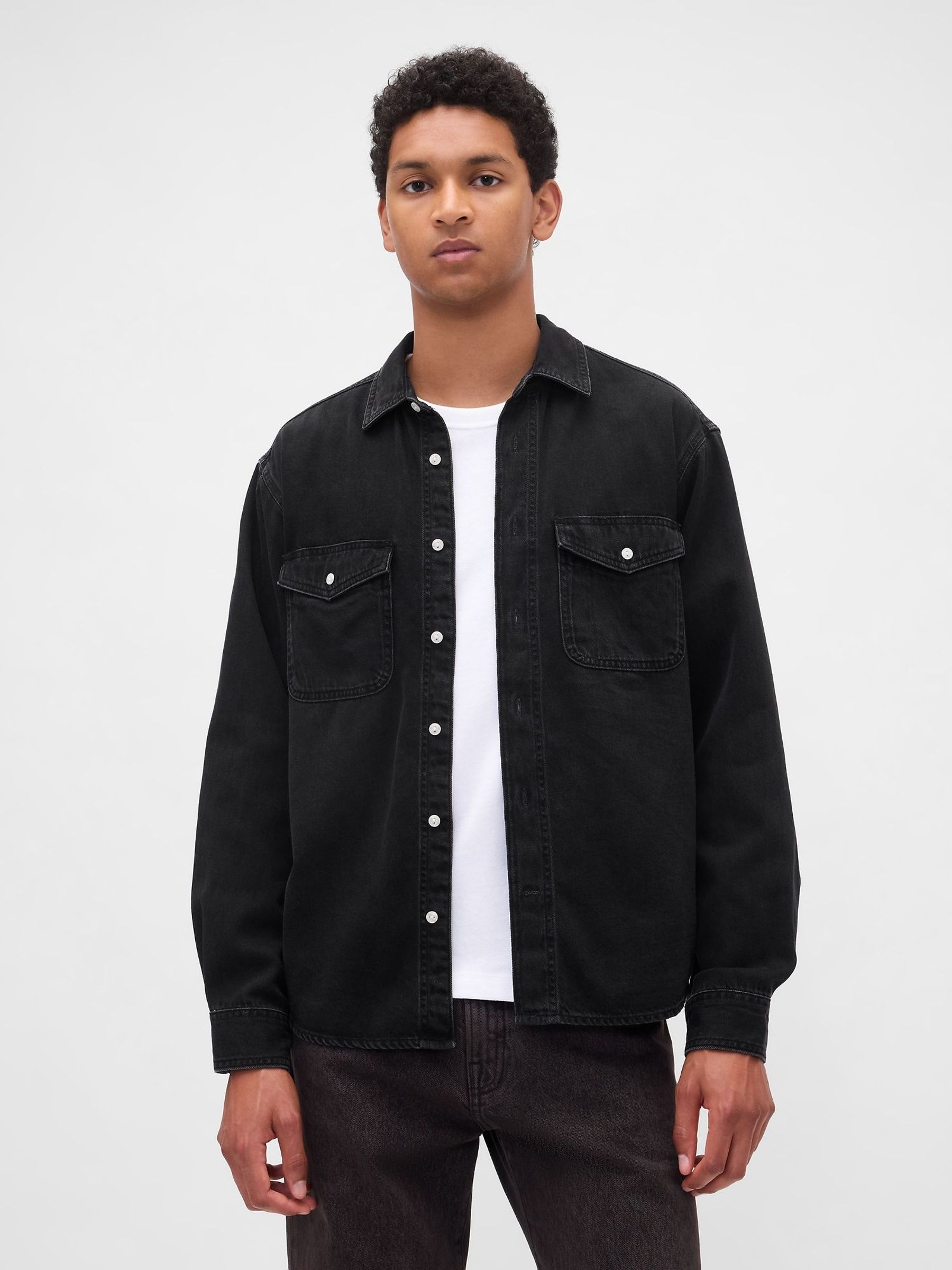 Black UltraSoft Denim Relaxed Shirt (W73753) | £50