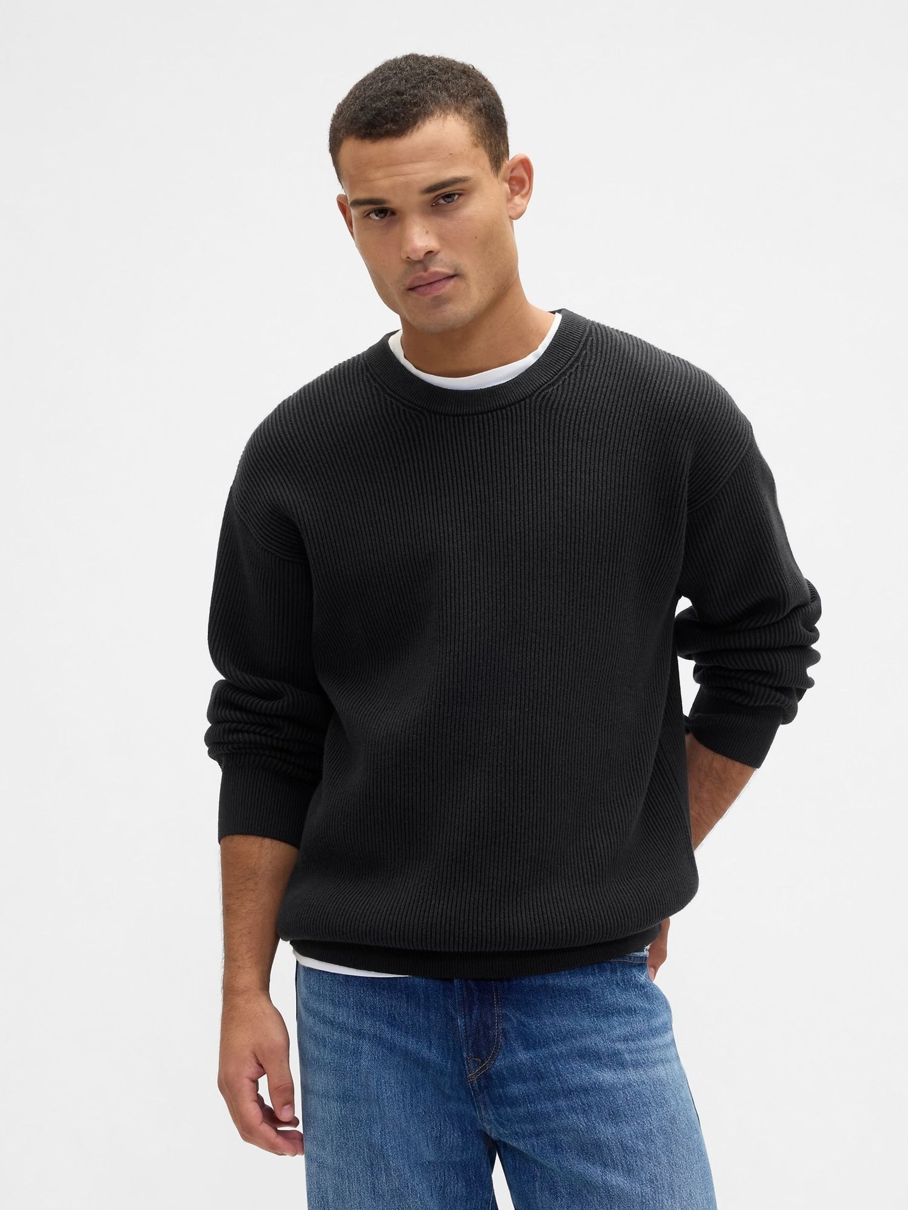 Black V-Plaited Rib Jumper (W73759) | £35