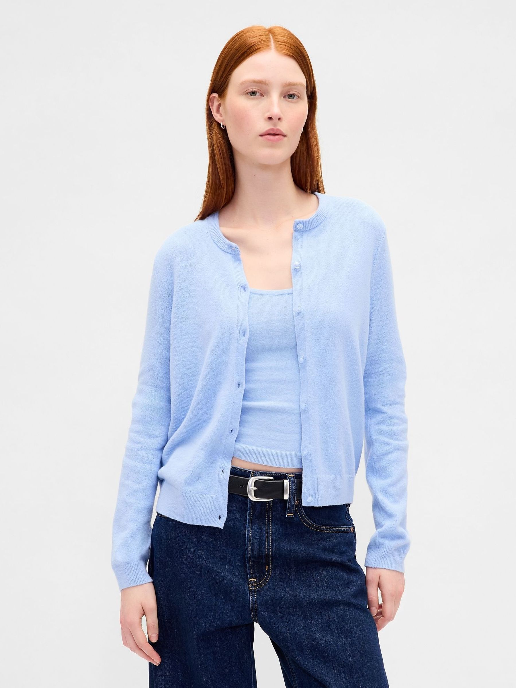 Light Blue Soft Touch Crop Cardigan (W73763) | £40