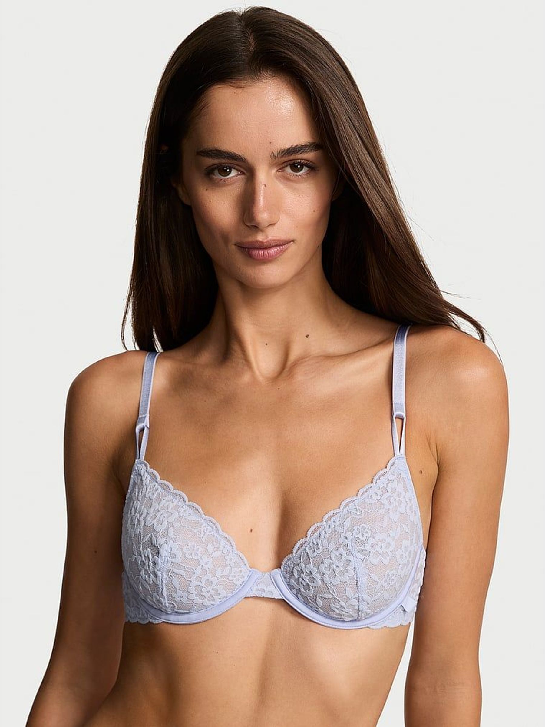 Soft Iris Blue Demi Sexy Tee Lace Bra (W74302) | £26