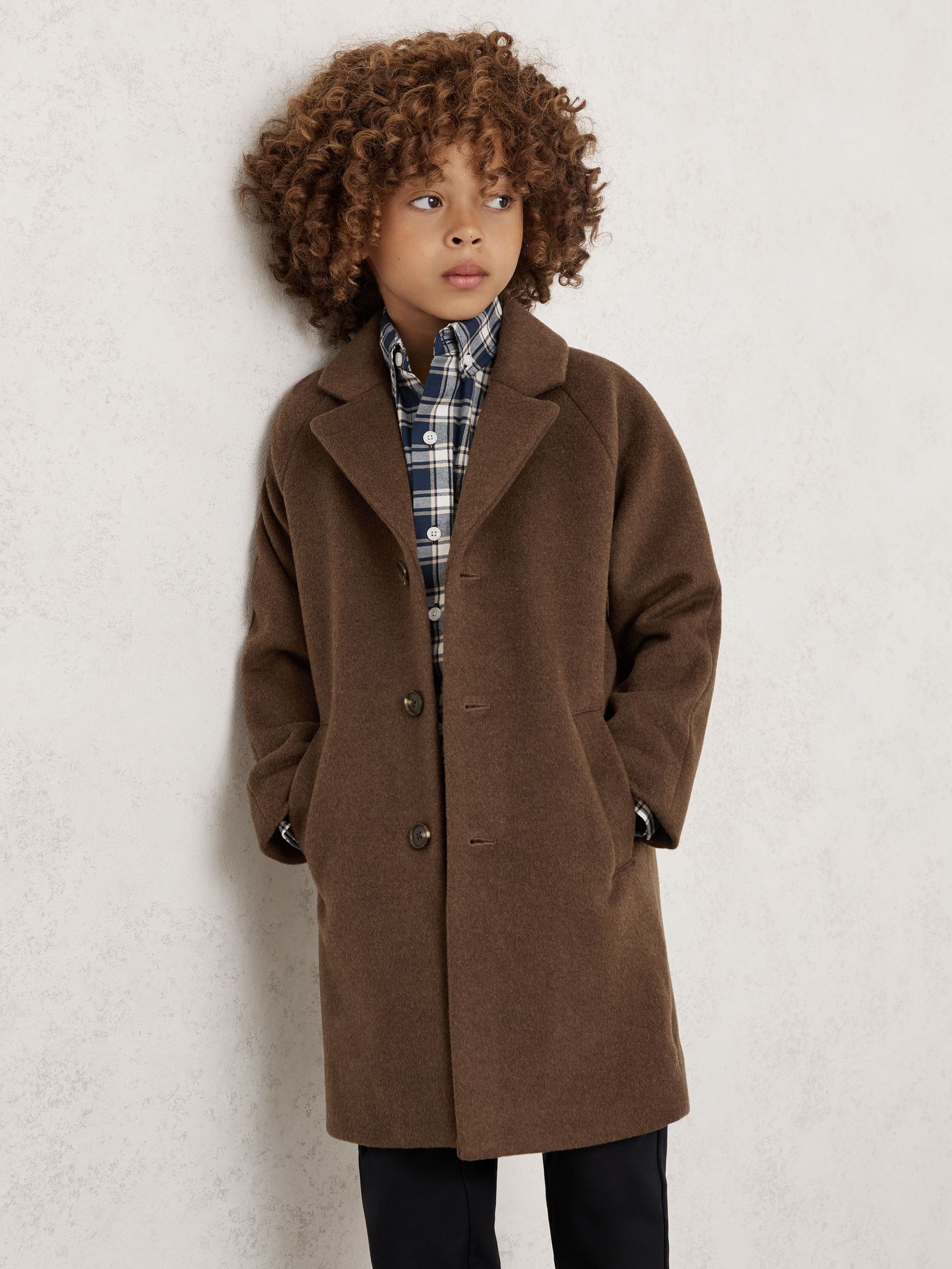3-9 yrs Wool-Blend Raglan-Sleeve Overcoat in Light Brown (W74972) | £98