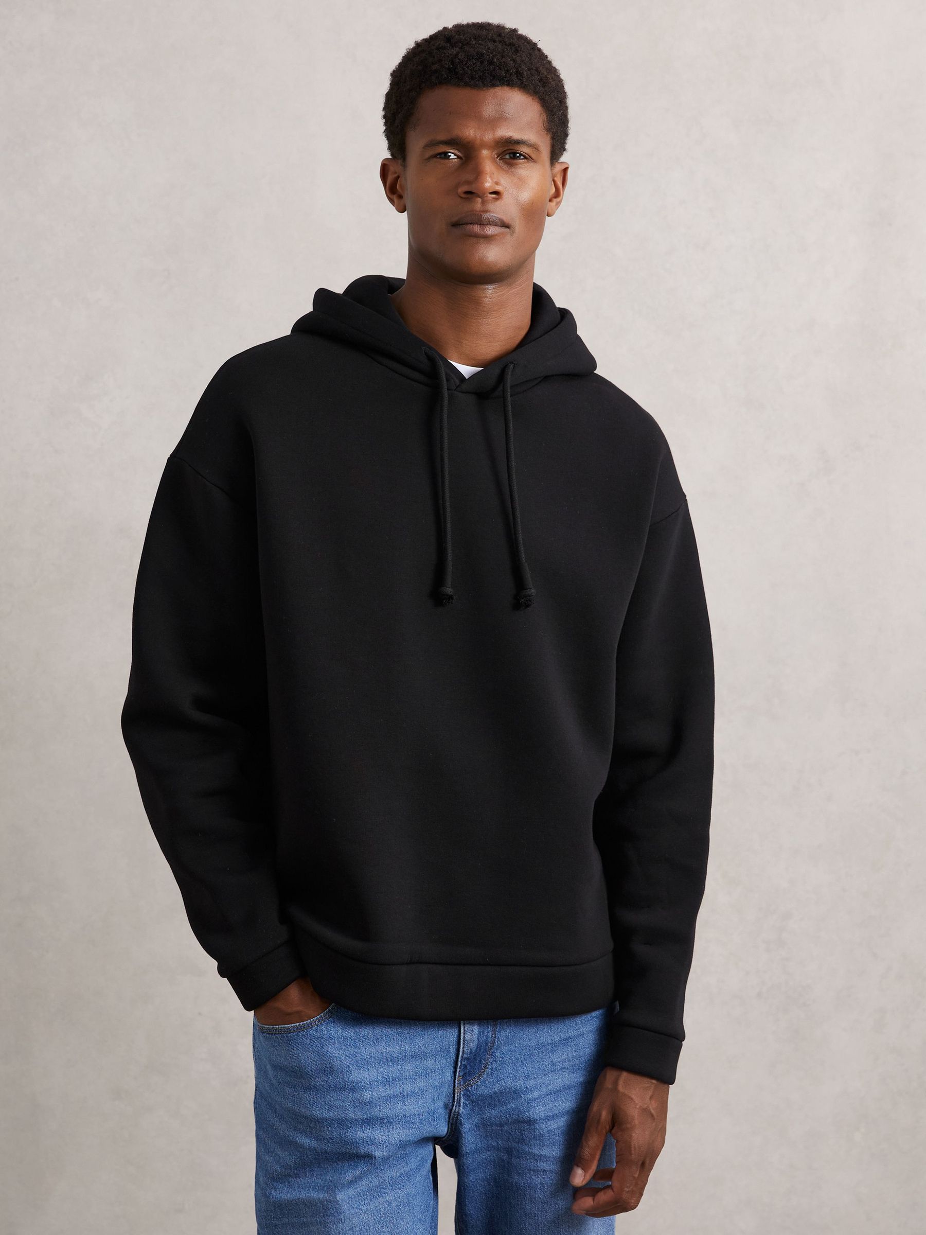 Cotton-Blend Fleece-Back Hoodie in Black (W75069) | £118