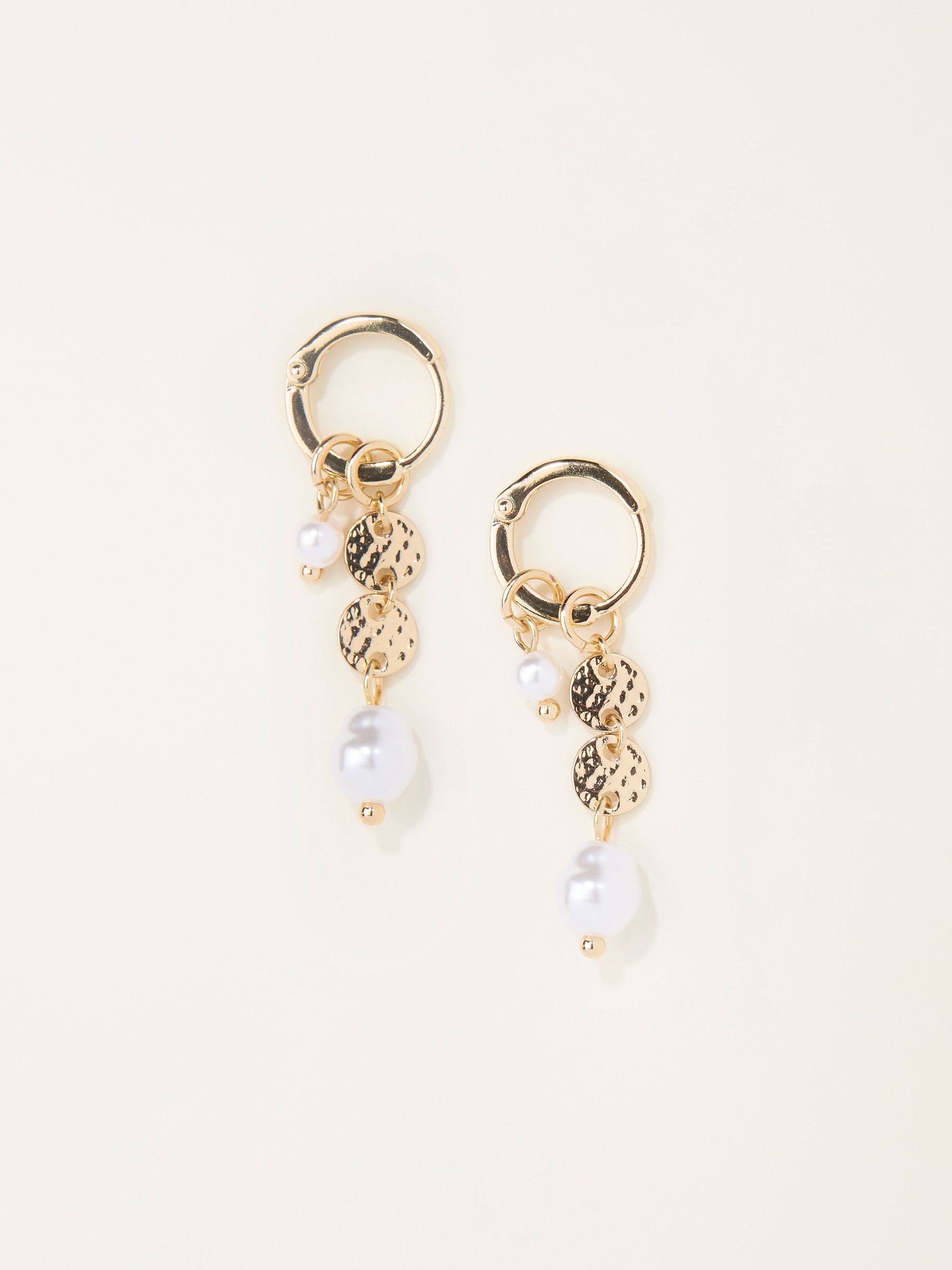 Gold Tone Pearly Drop Earrings (W75119) | £12.50