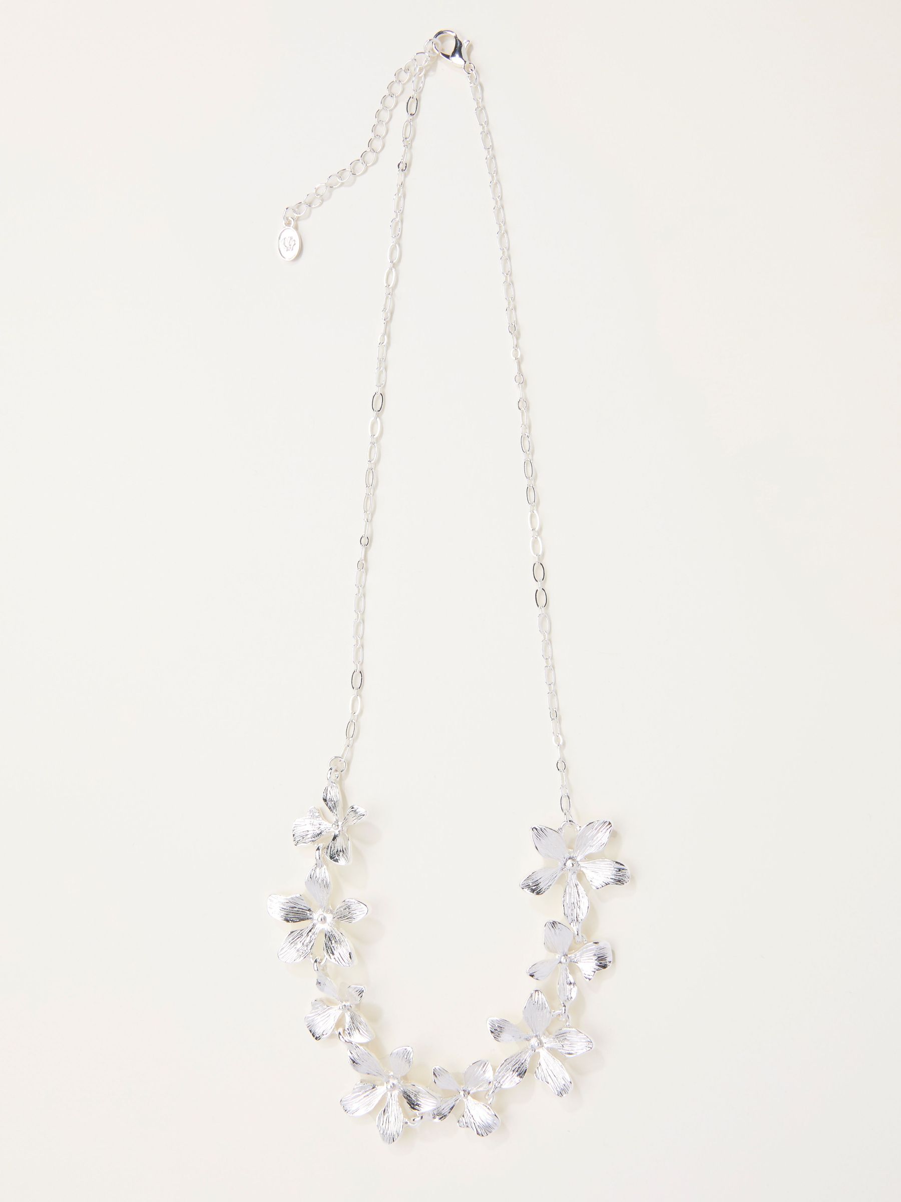 Silver Tone Large Floral Necklace (W75129) | £18.50