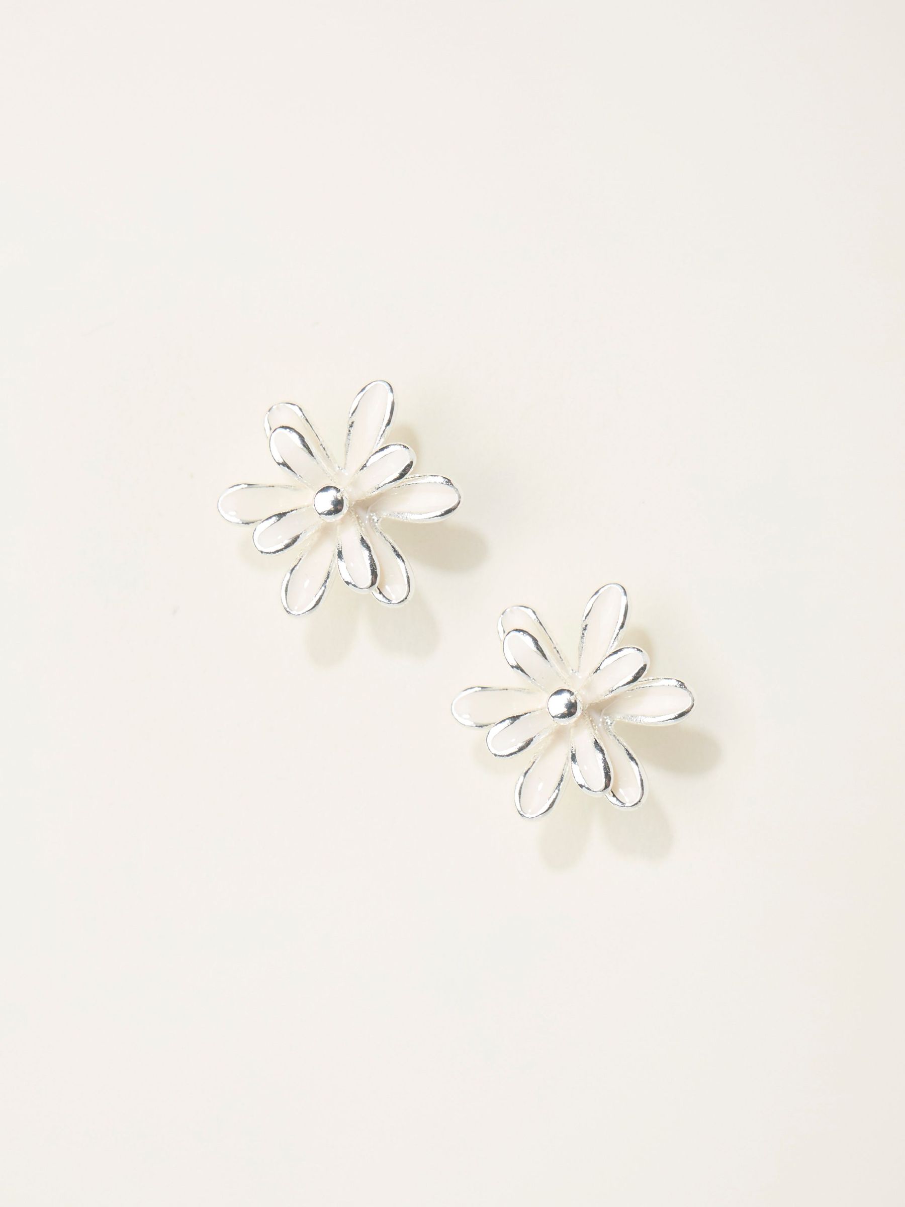 White 3D Flower Stud Earrings (W75145) | £12.50