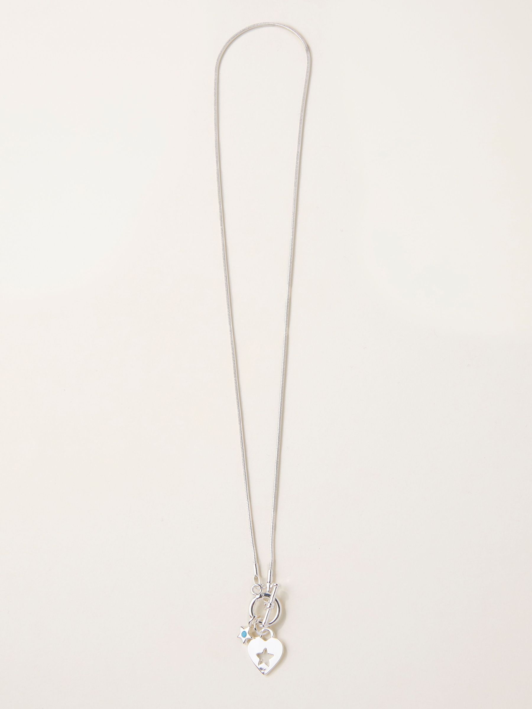 Silver Tone Heart Charm Necklace (W75152) | £16.50
