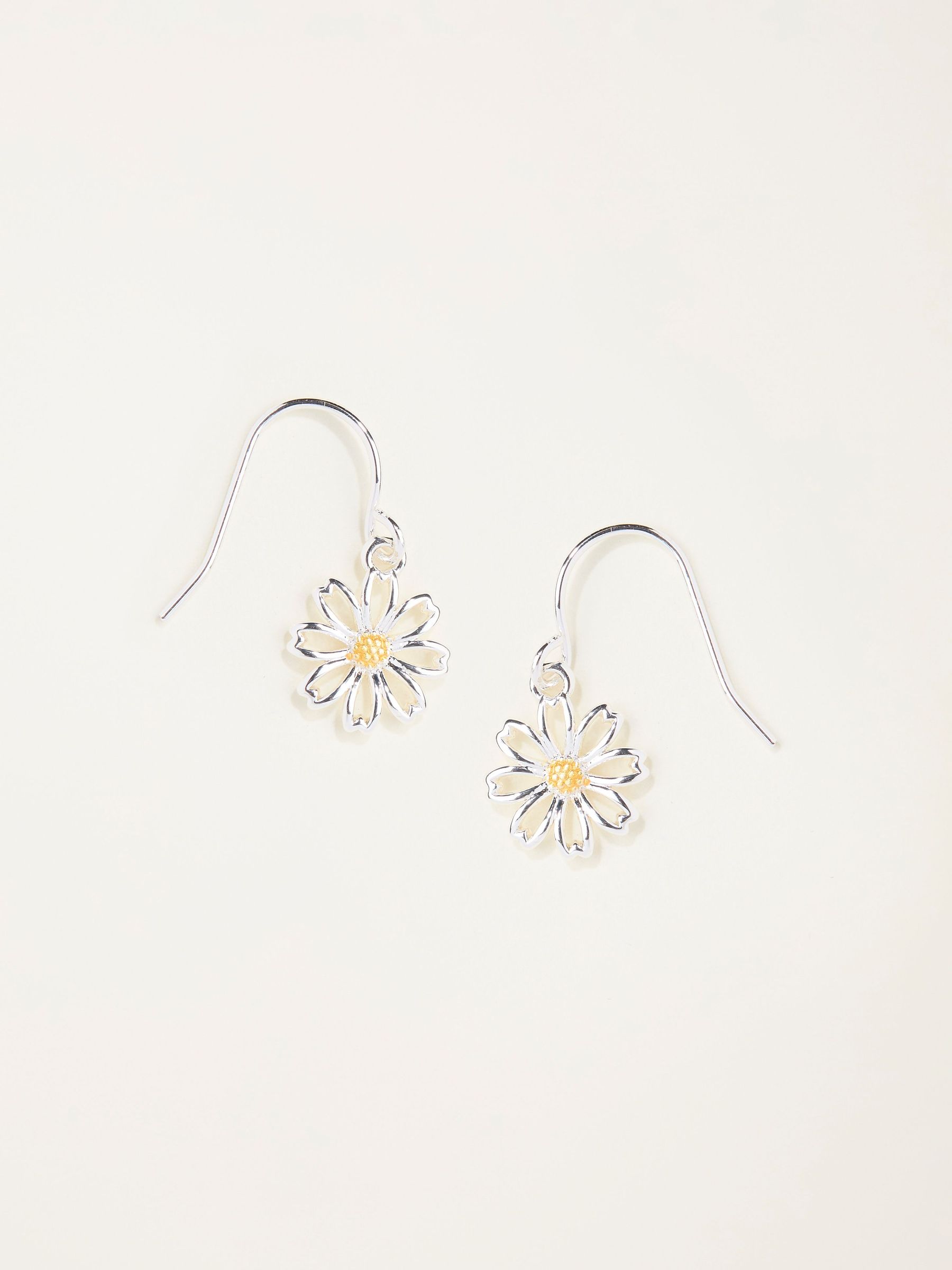 Silver Tone Daisy Drop Earrings (W75161) | £10.50