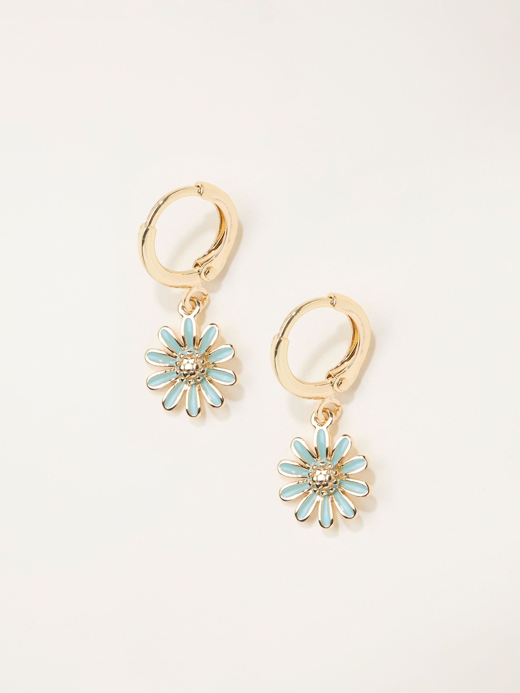 Green Daisy Drop Hoop Earrings (W75164) | £10.50