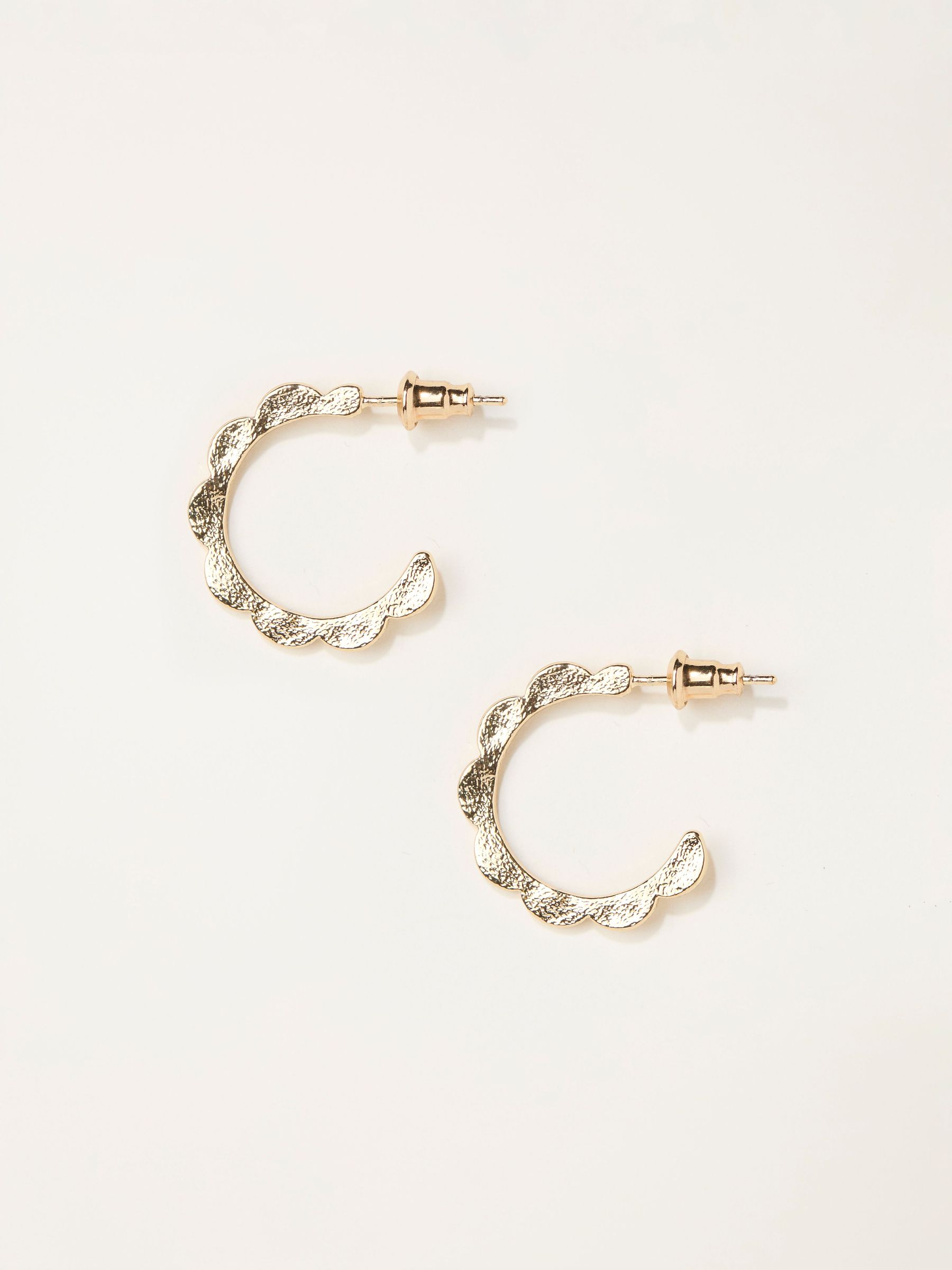 Gold Tone Scallop Hoop Earrings (W75165) | £10.50