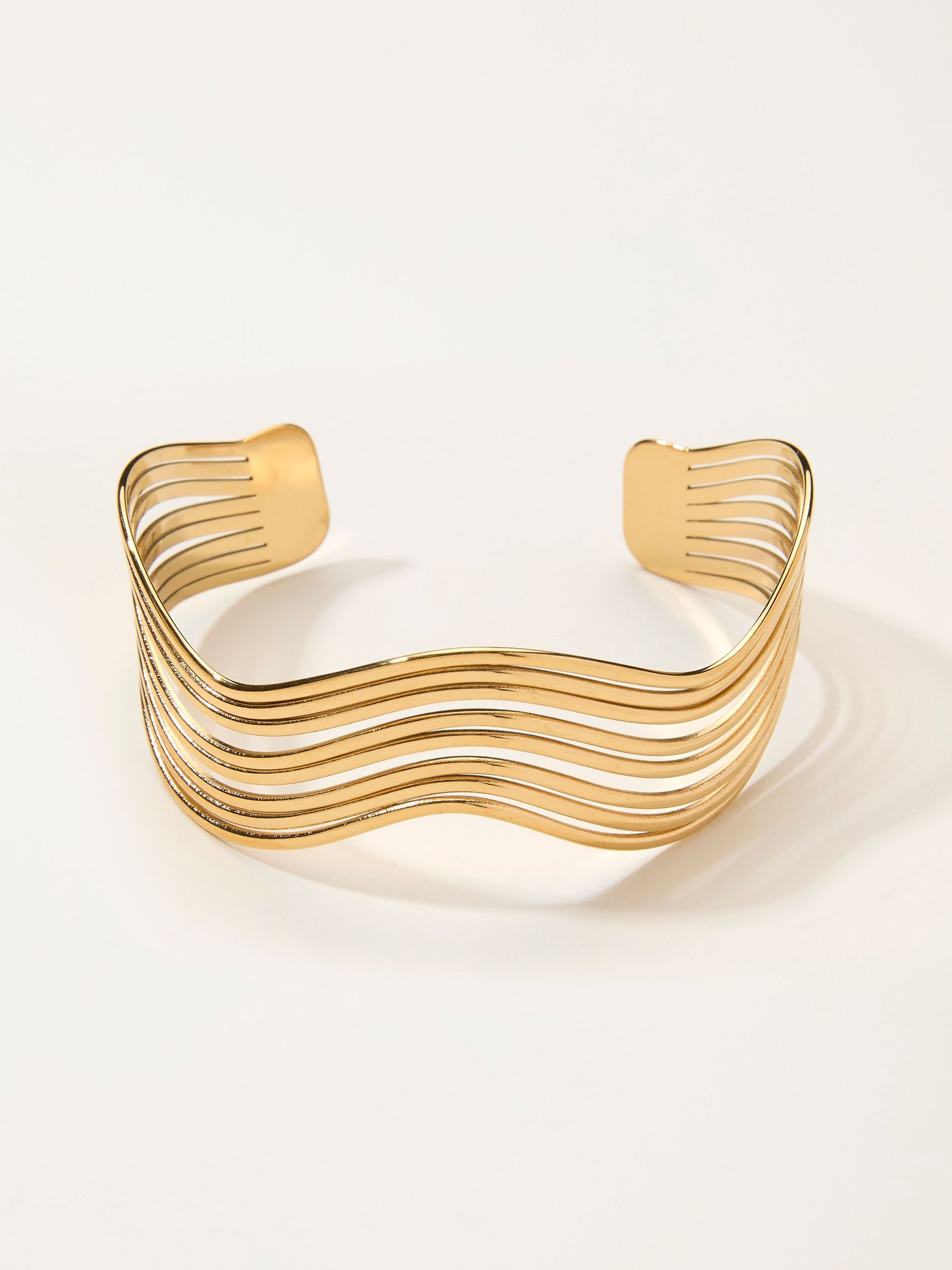 Gold Tone Wavy Cuff Bracelet (W75179) | £14.50