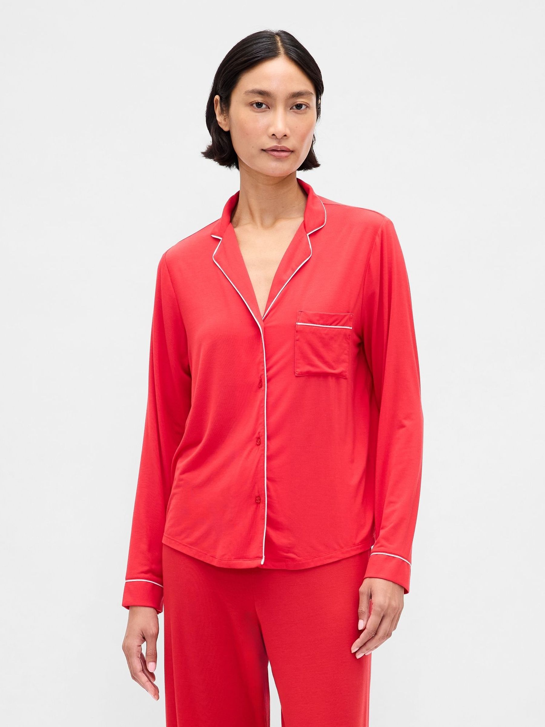 Red Modal Pyjama Shirt (W75200) | £35