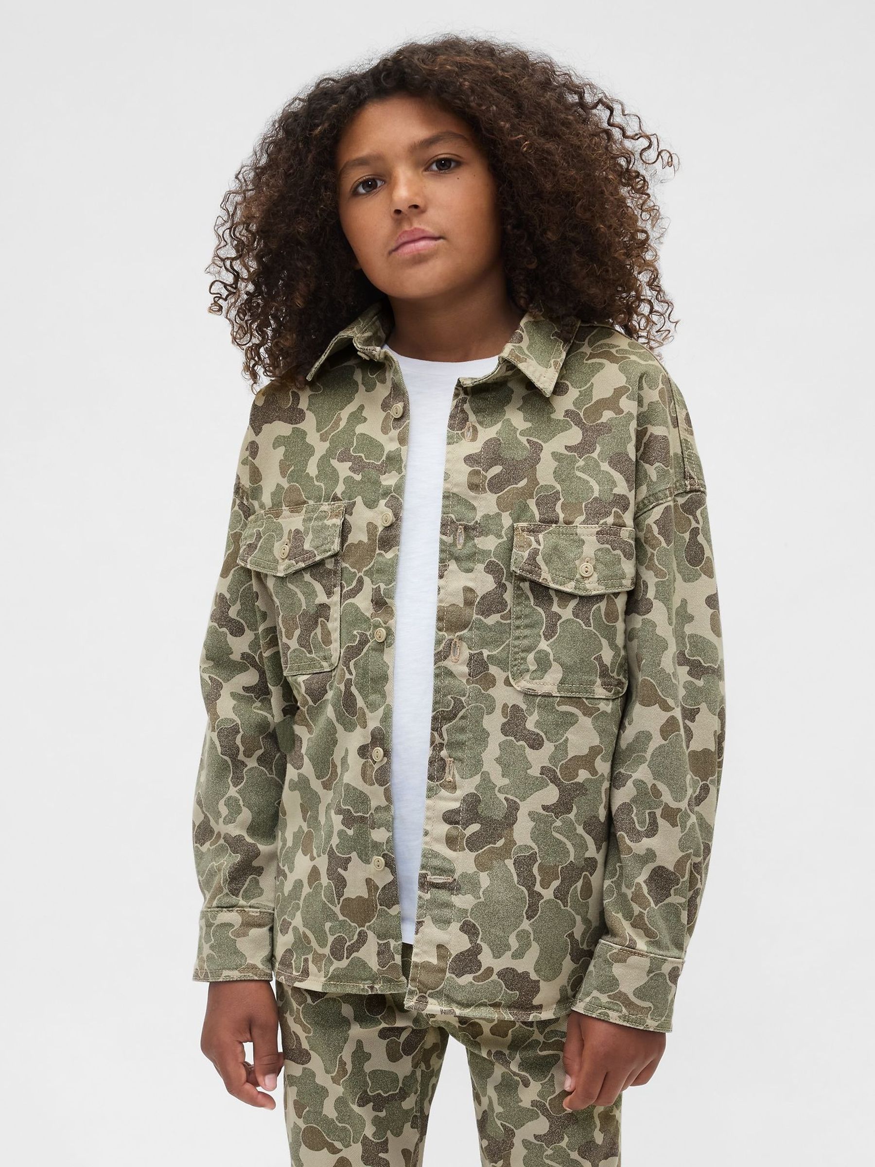 Green Relaxed Camo Denim Shirt (4-13yrs) (W75205) | £30