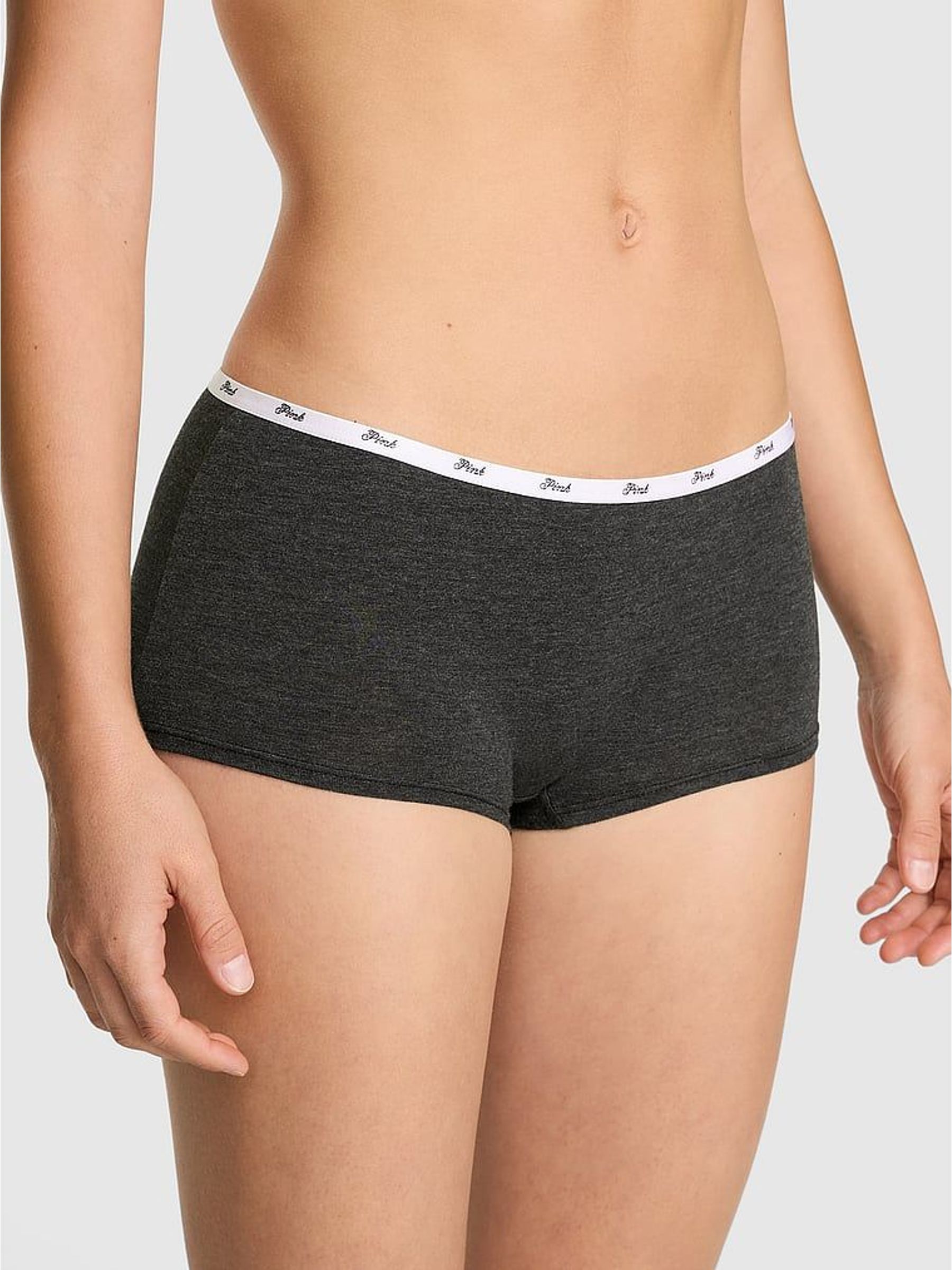 Charcoal Heather Grey Short Cotton Mini Logo Knickers (W75425) | £9