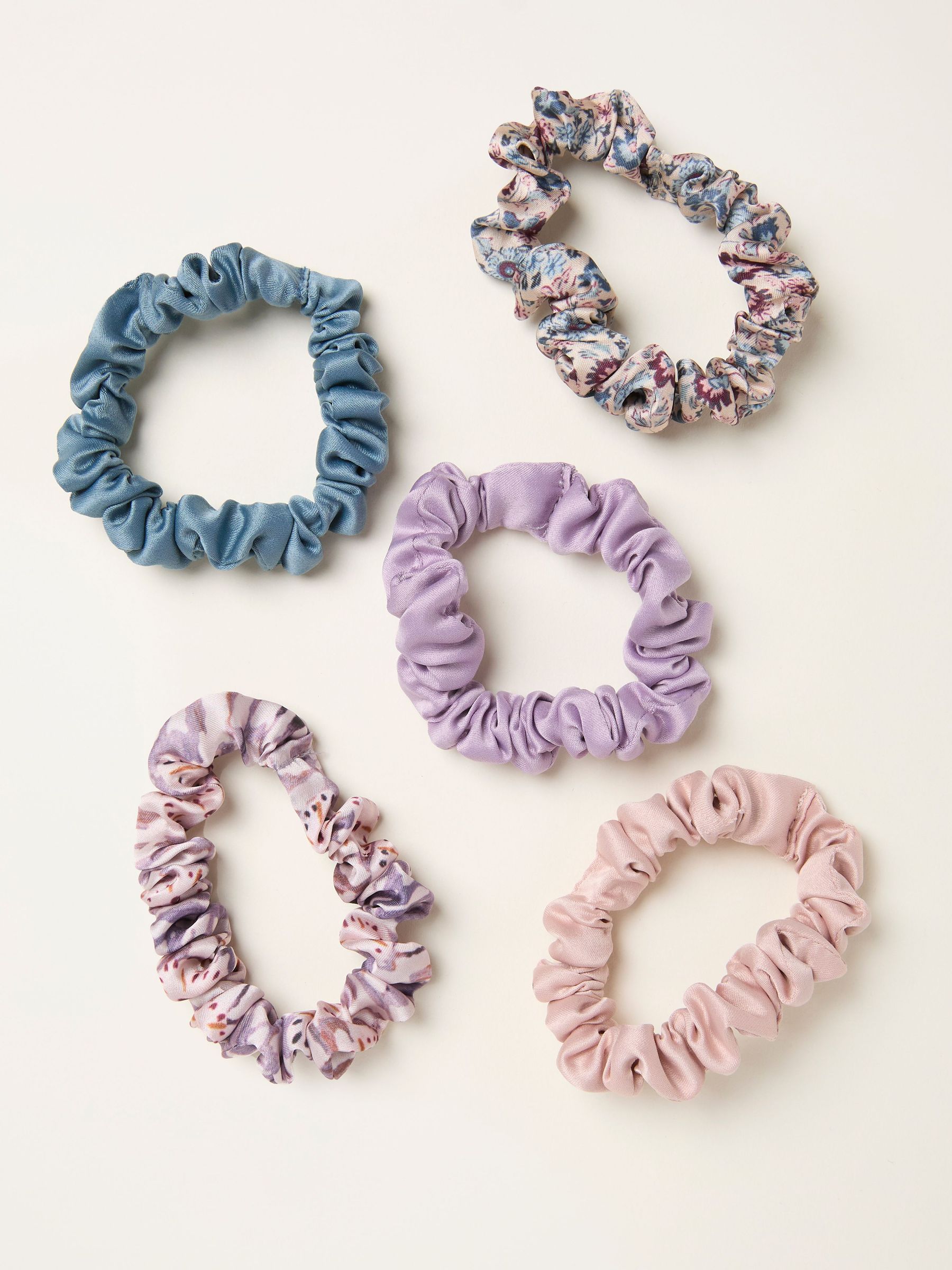 Purple 5 Pack Satin Scrunchies (W75779) | £10.50