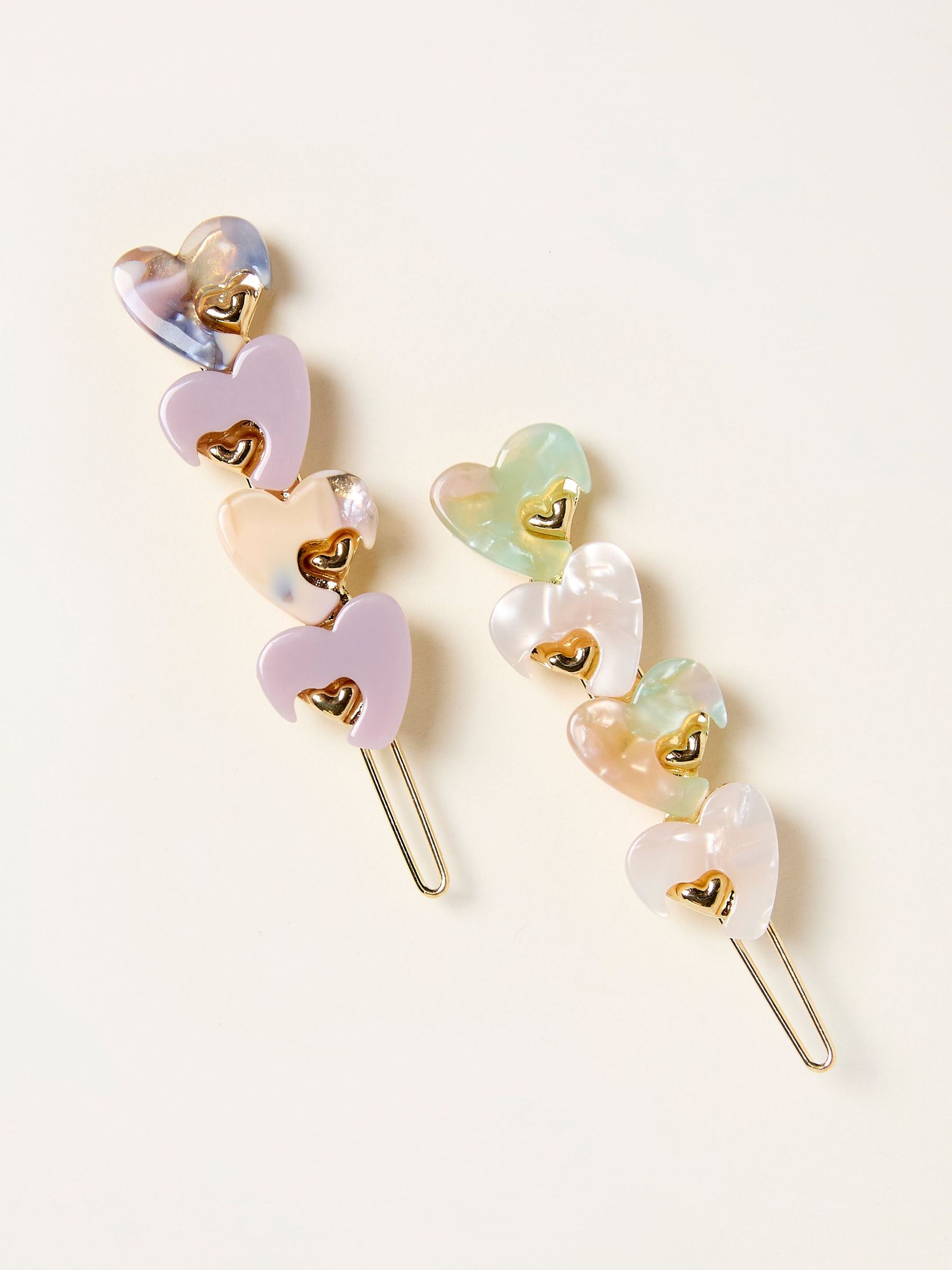 Multi 2 Pack Heart Hair Slides (W75813) | £10.50