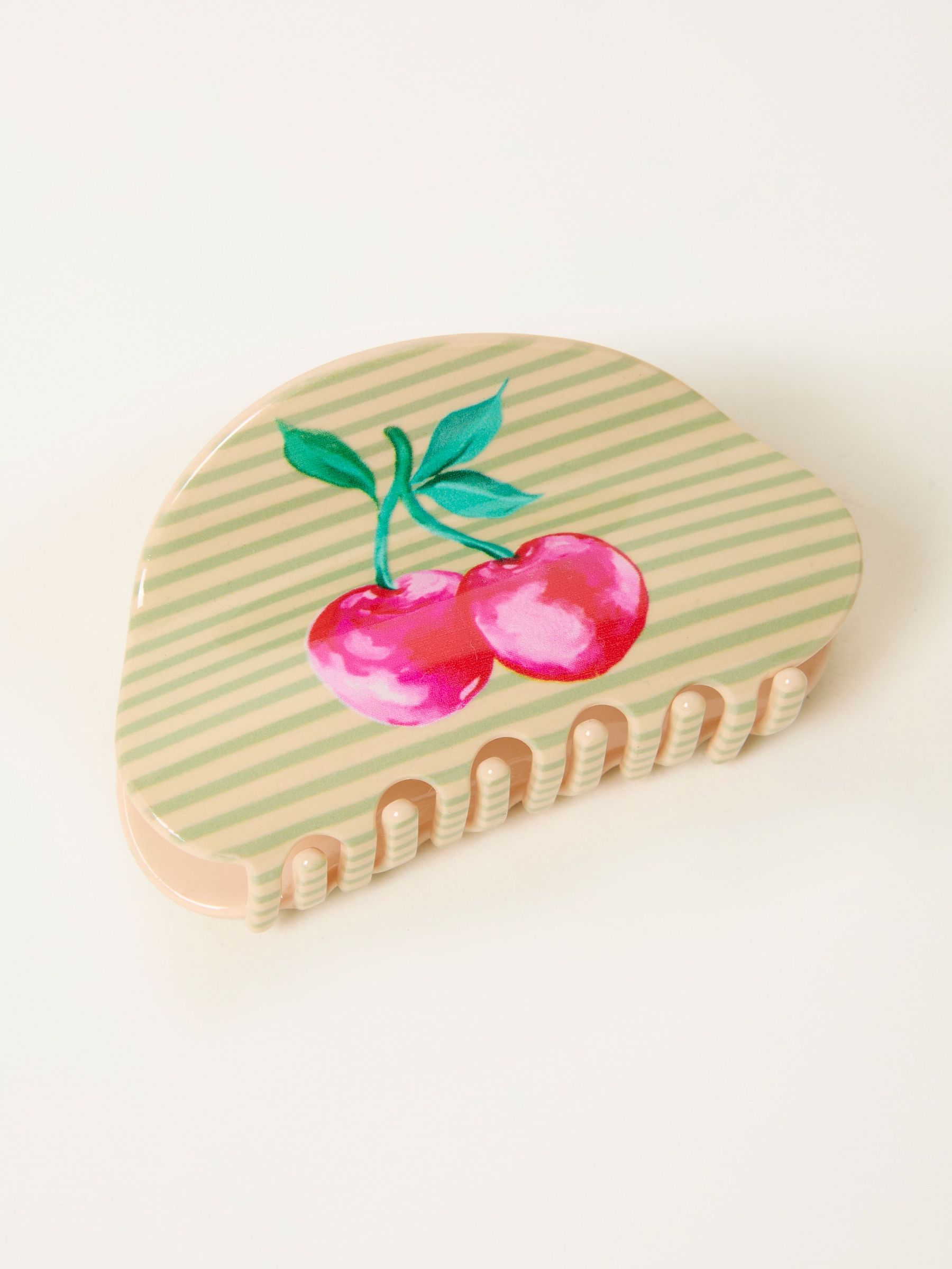 Green Stripe Cherry Claw Clip (W75814) | £12.50