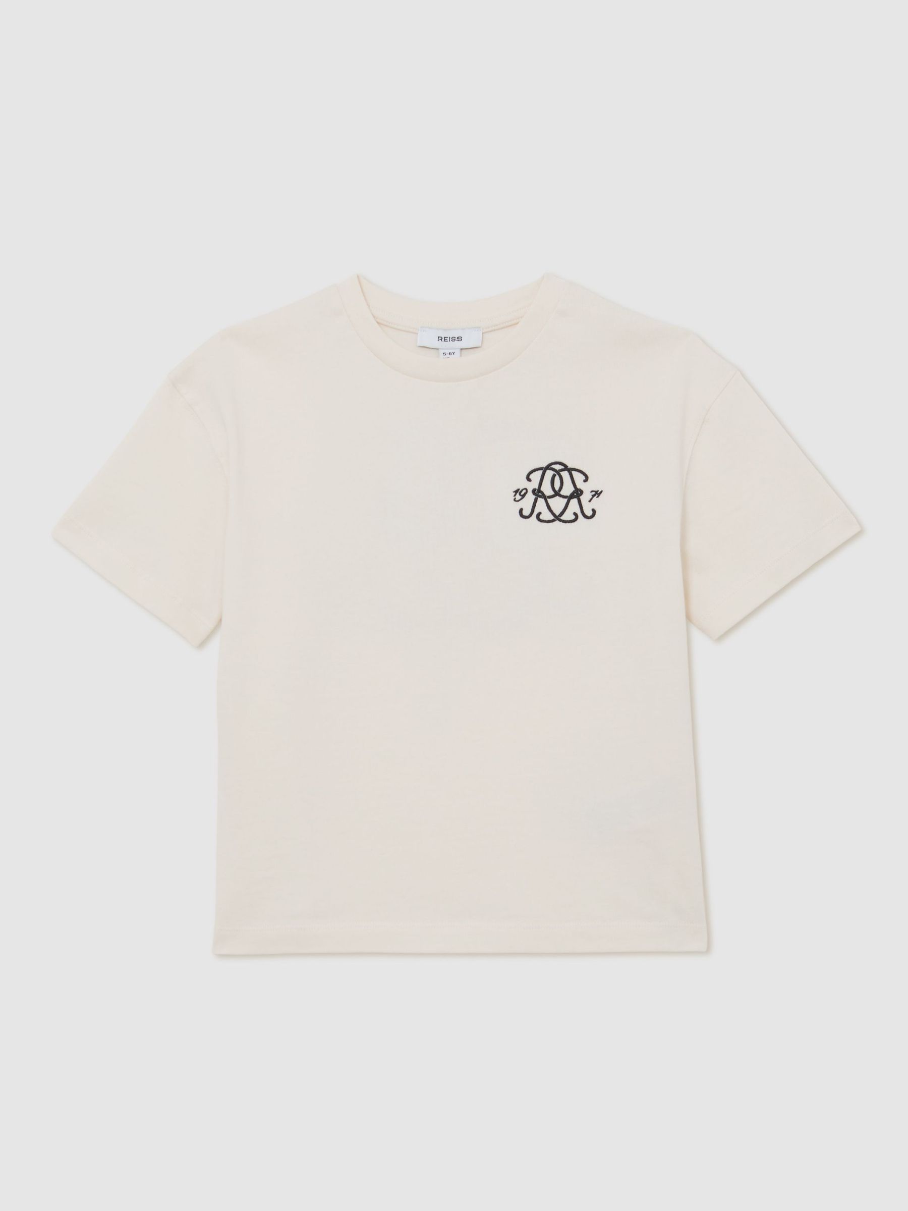 13-14 yrs Monogram Cotton Crew-Neck T-Shirt in Off White (W76314) | £22