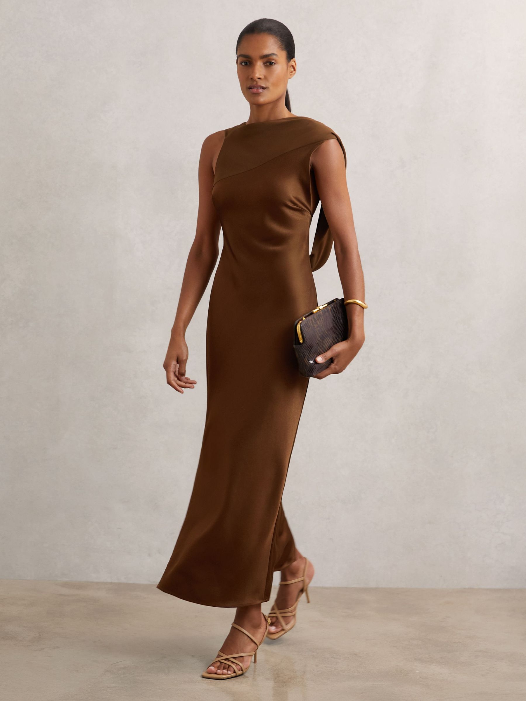 Back Detail Midi Dress in Bronze (W76318) | £240