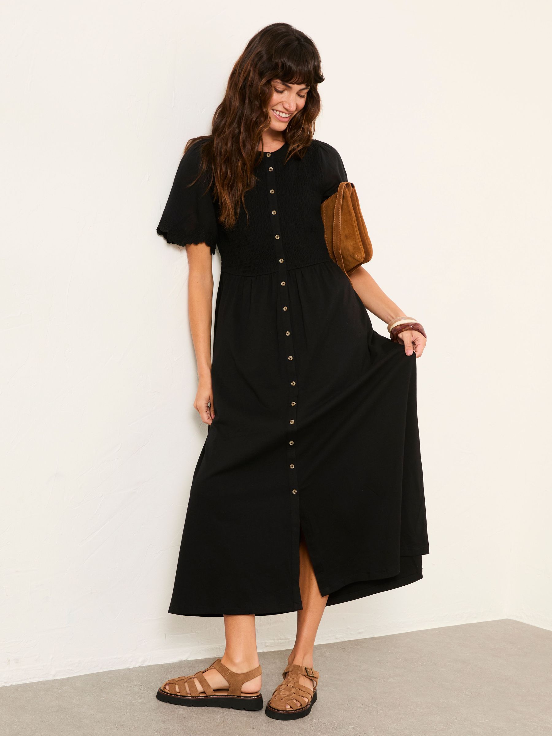 Fleur Black Regular Jersey Midi Dress (W76597) | £69