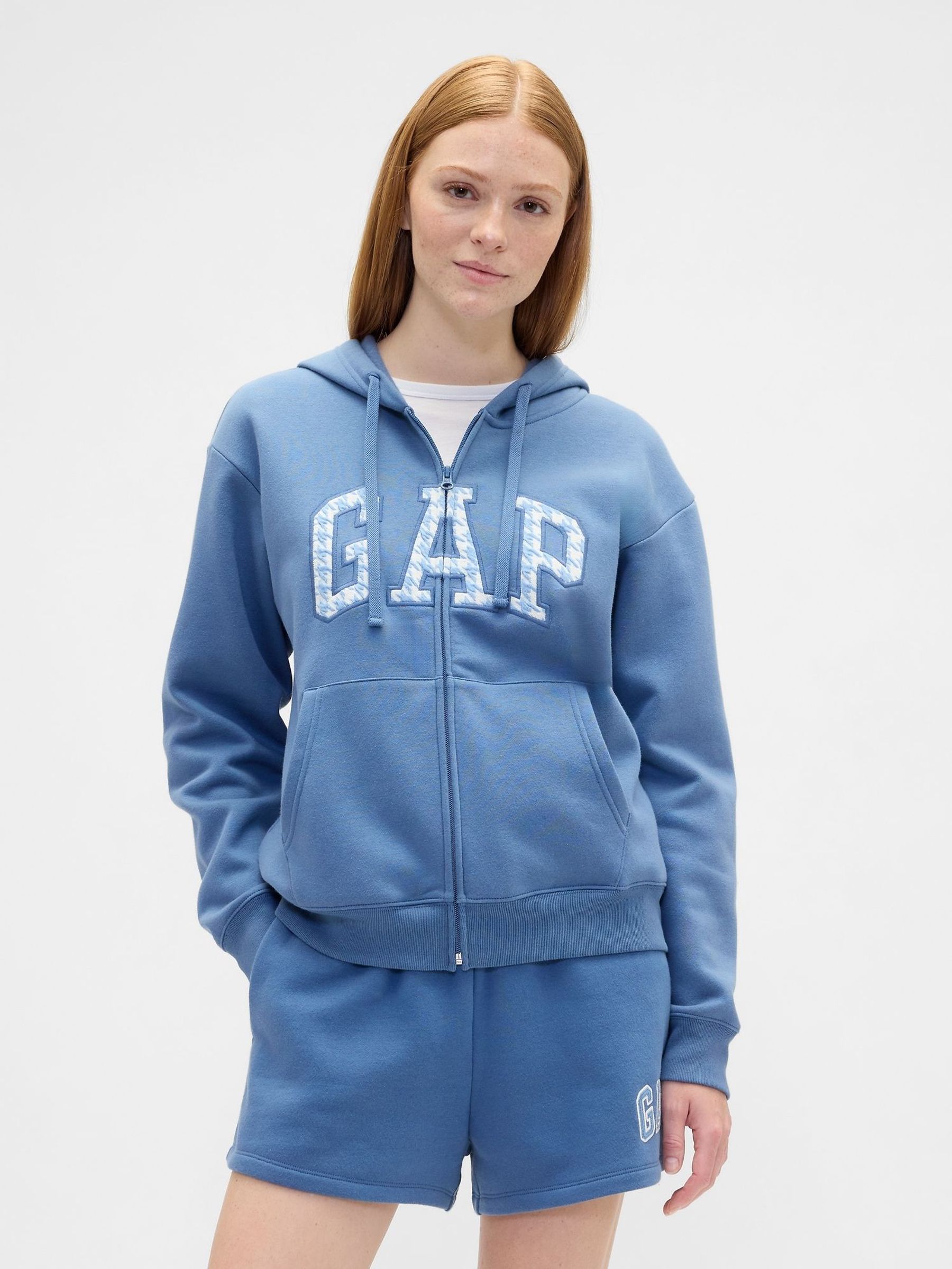 Blue Zip Up Logo Vintage Hoodie (W76721) | £40