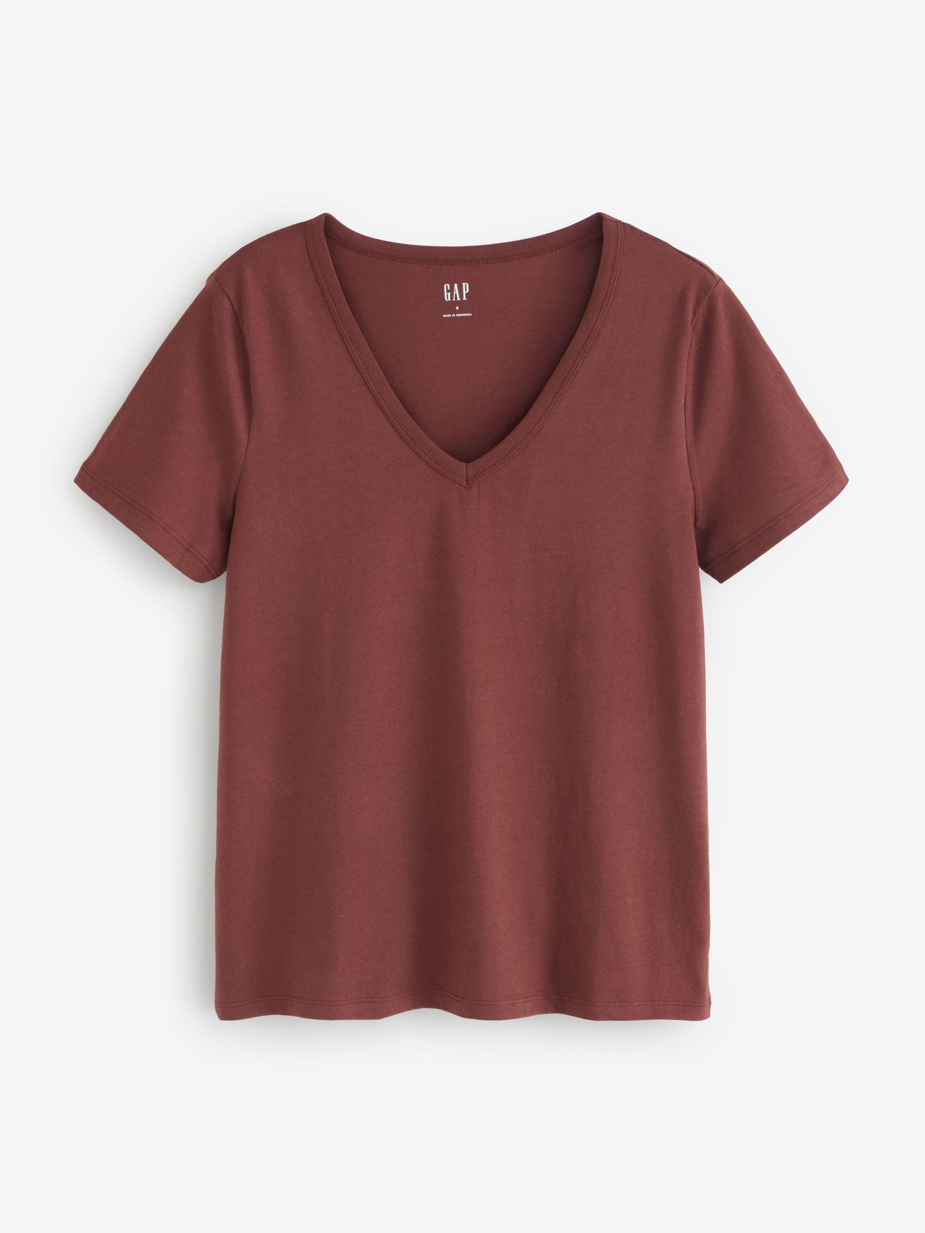 Burgundy Red V-Neck Favourite Cotton Short Sleeve T-Shirt (W76727) | £12