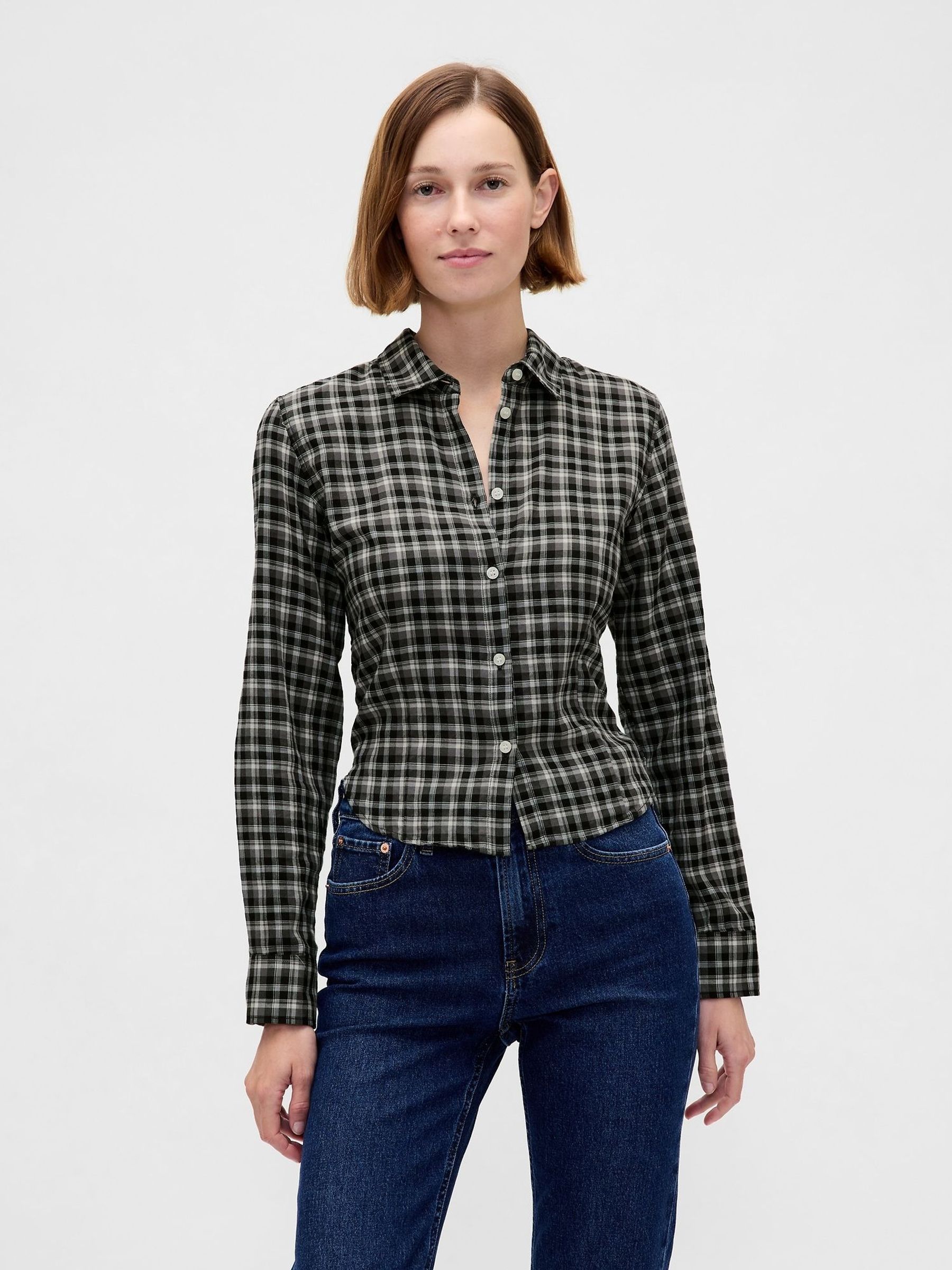 Black Flannel Fitted Check Shirt (W76734) | £40