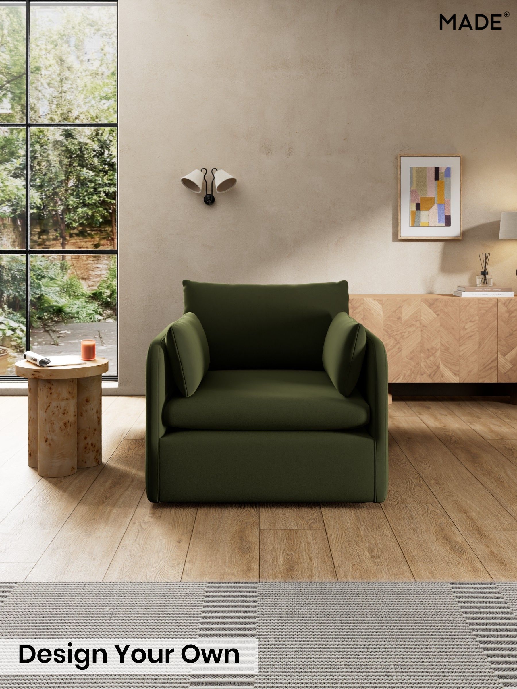 Matt Velvet Easy Clean/Deep Olive Green - Jackson By Made