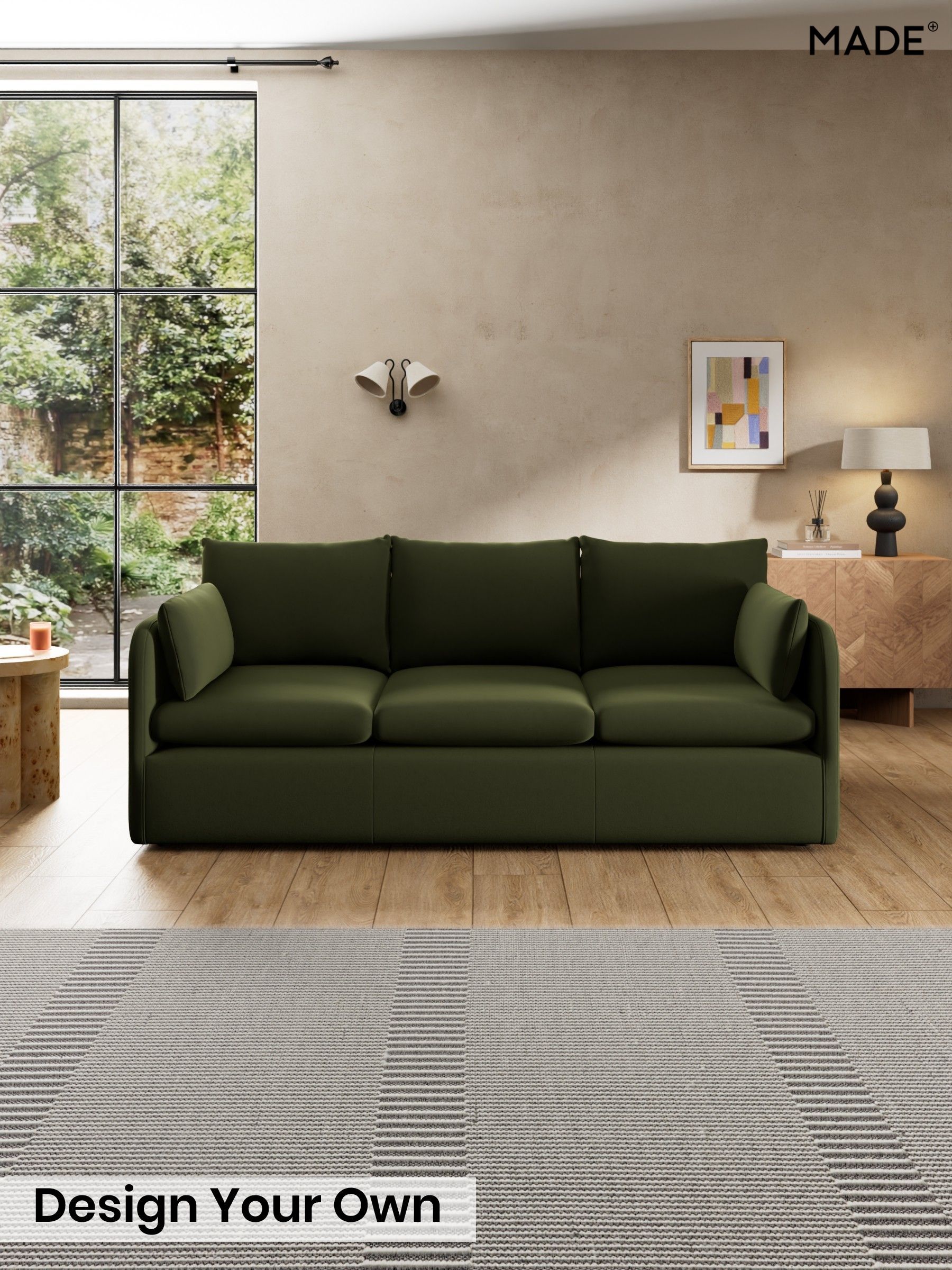 Matt Velvet Easy Clean/Deep Olive Green - Jackson By Made