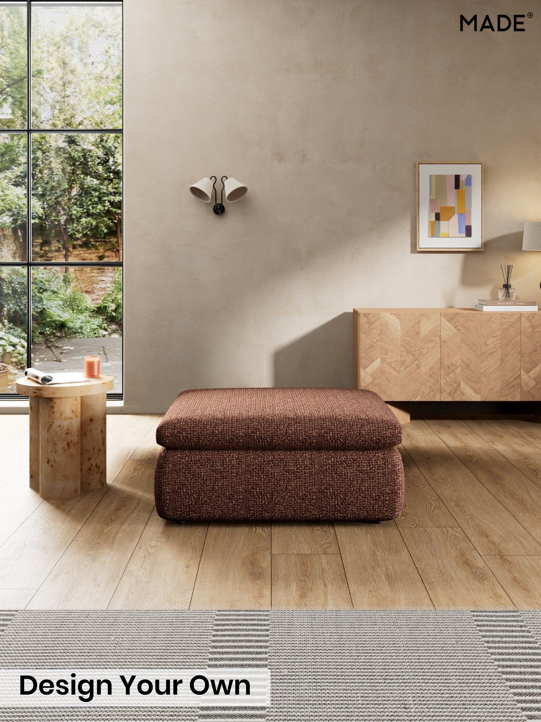 Tonal Boucle/Maroon Red and Light Caramel - Jackson By Made