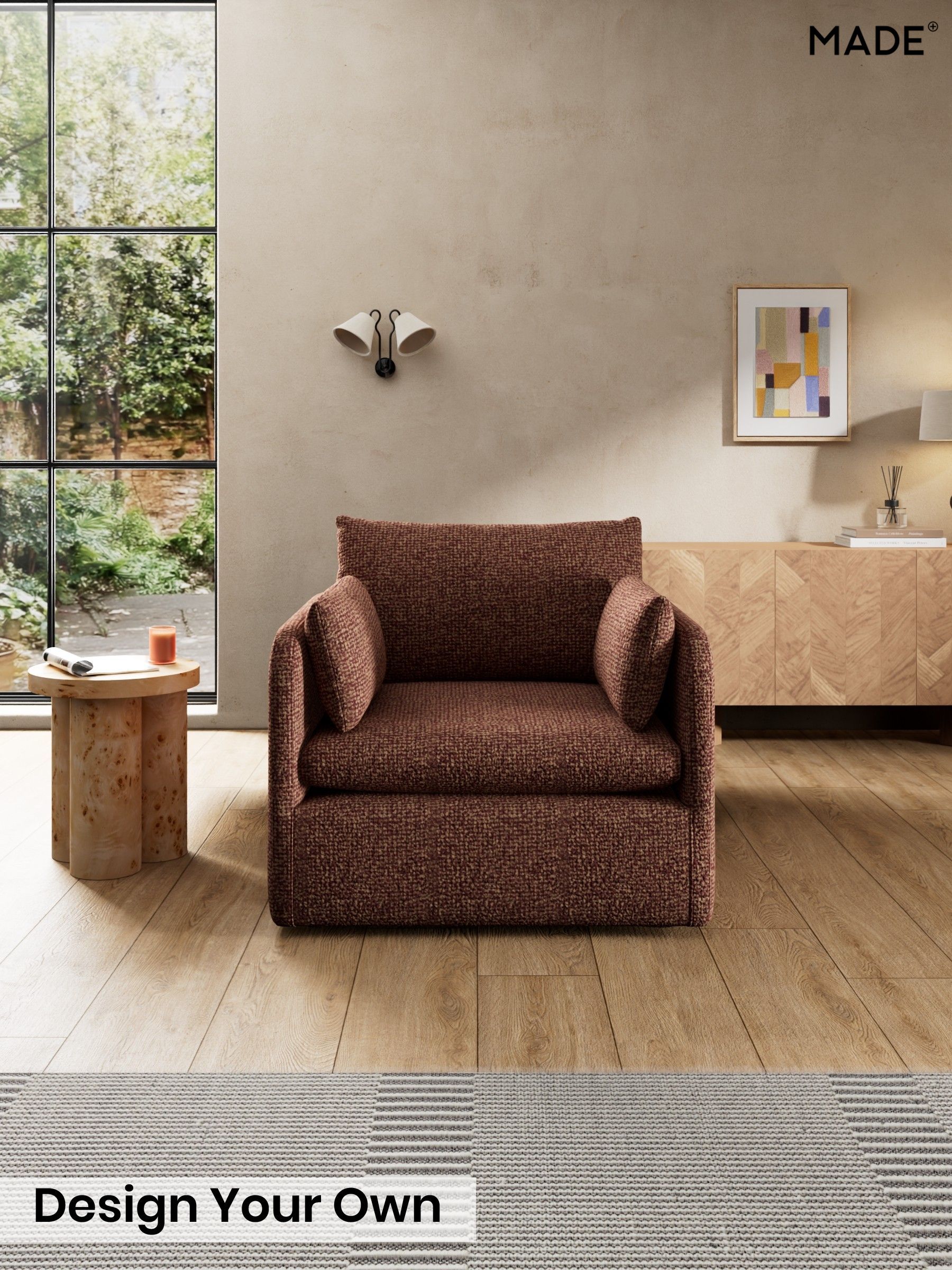 Tonal Boucle/Maroon Red and Light Caramel - Jackson By Made