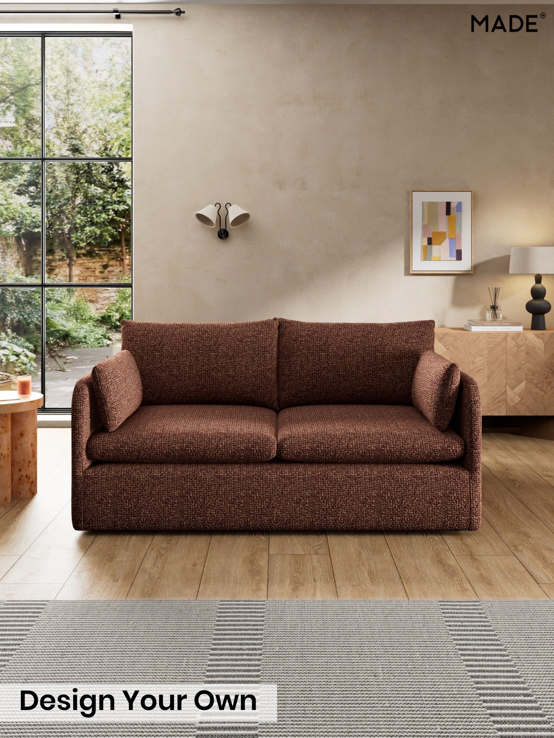Tonal Boucle/Maroon Red and Light Caramel - Jackson By Made