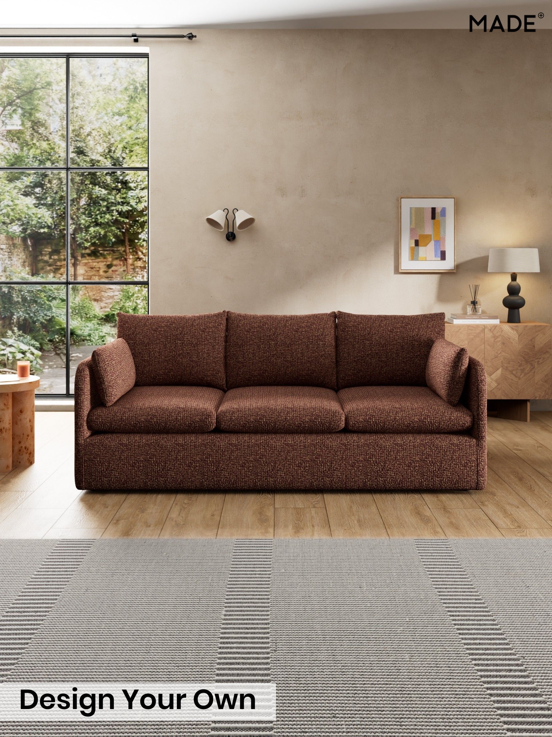 Tonal Boucle/Maroon Red and Light Caramel - Jackson By Made