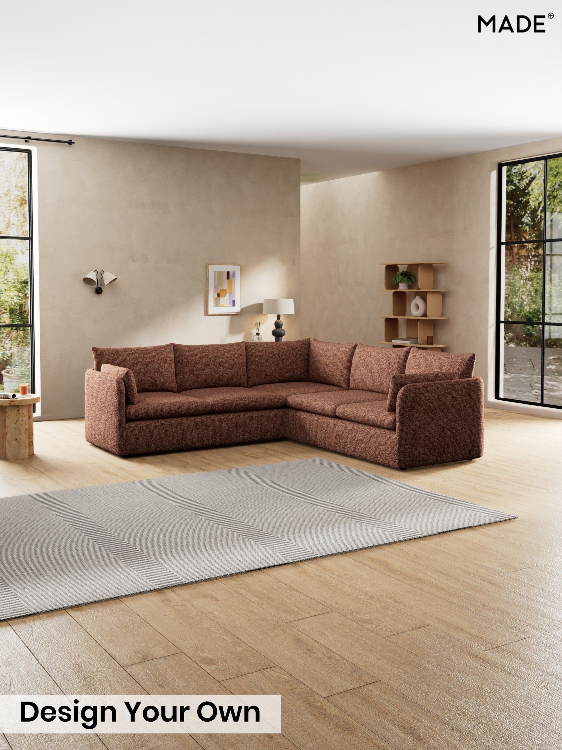 Tonal Boucle/Maroon Red and Light Caramel - Jackson By Made