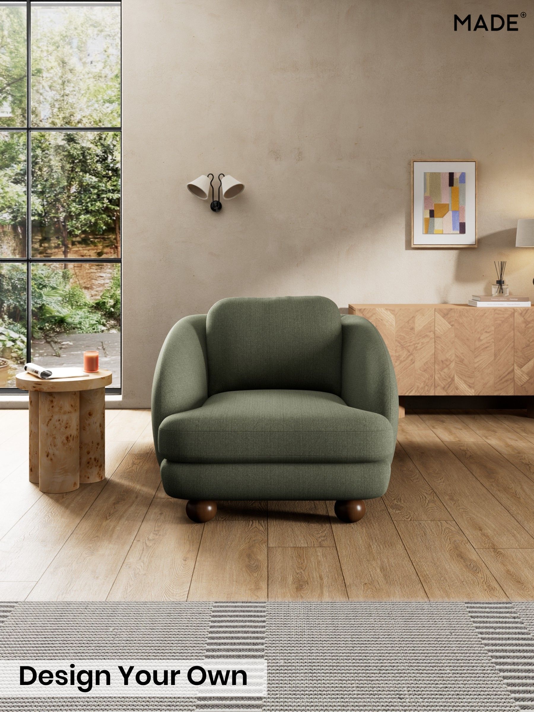 Textured Slub Weave/Soft Olive Green - Madris By Made