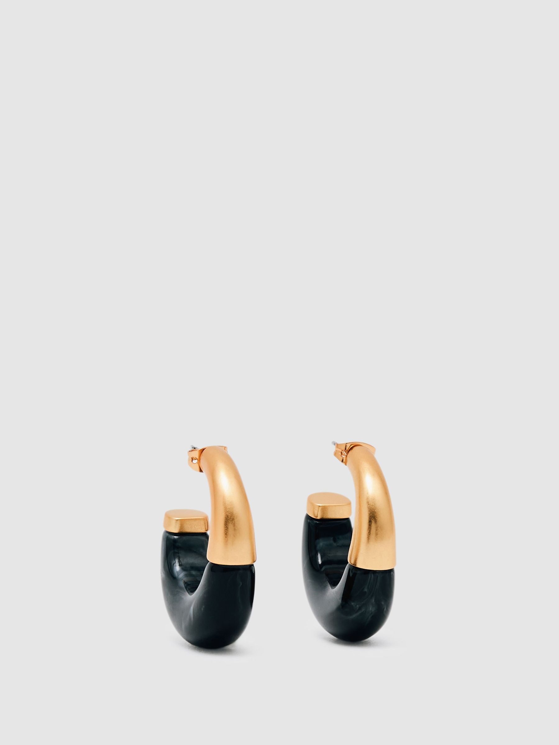 Tone Scoop Enamel Hoop Earrings in Gold (W77849) | £55