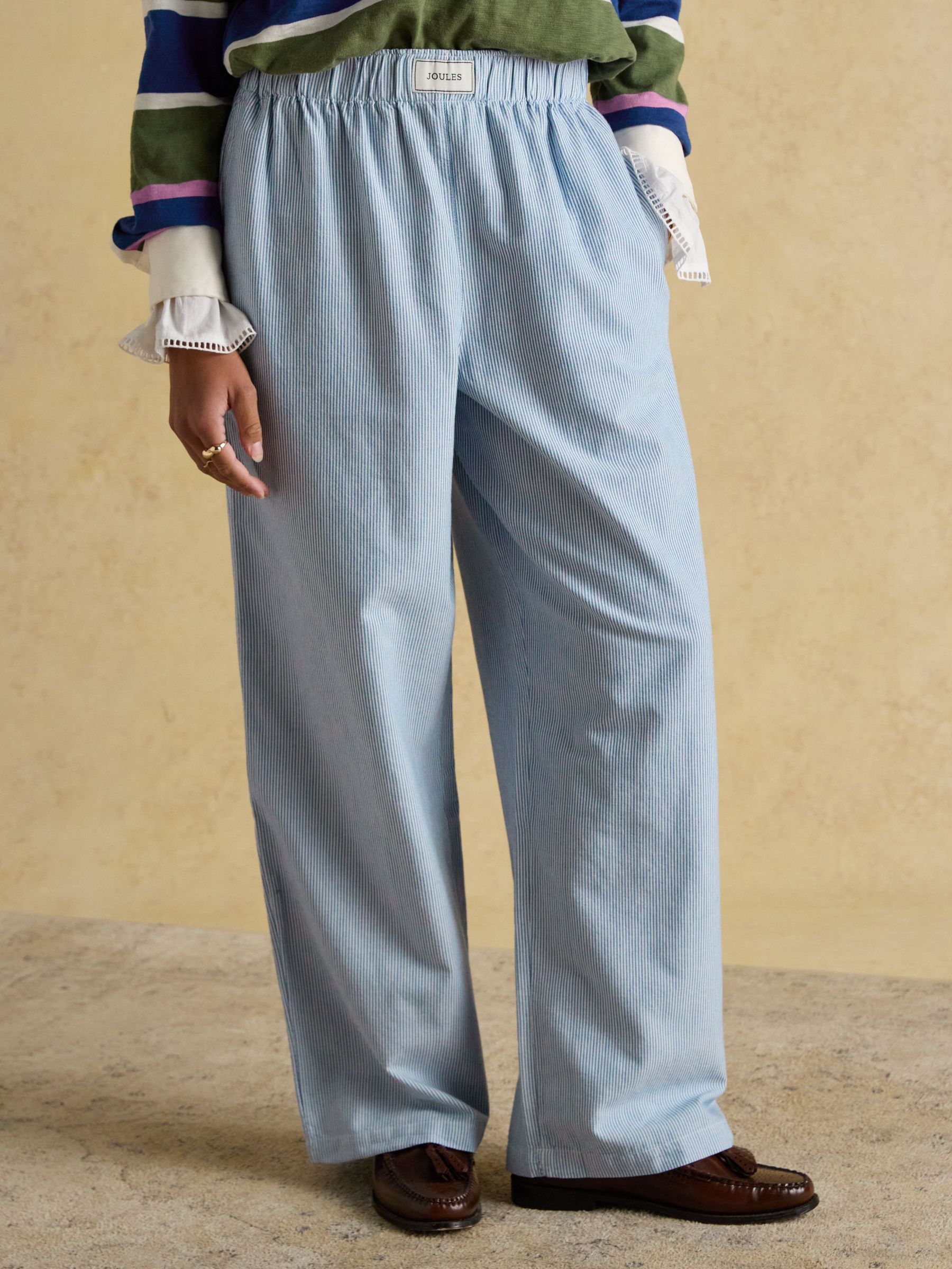 Hallie Blue Pull On Cotton Trousers