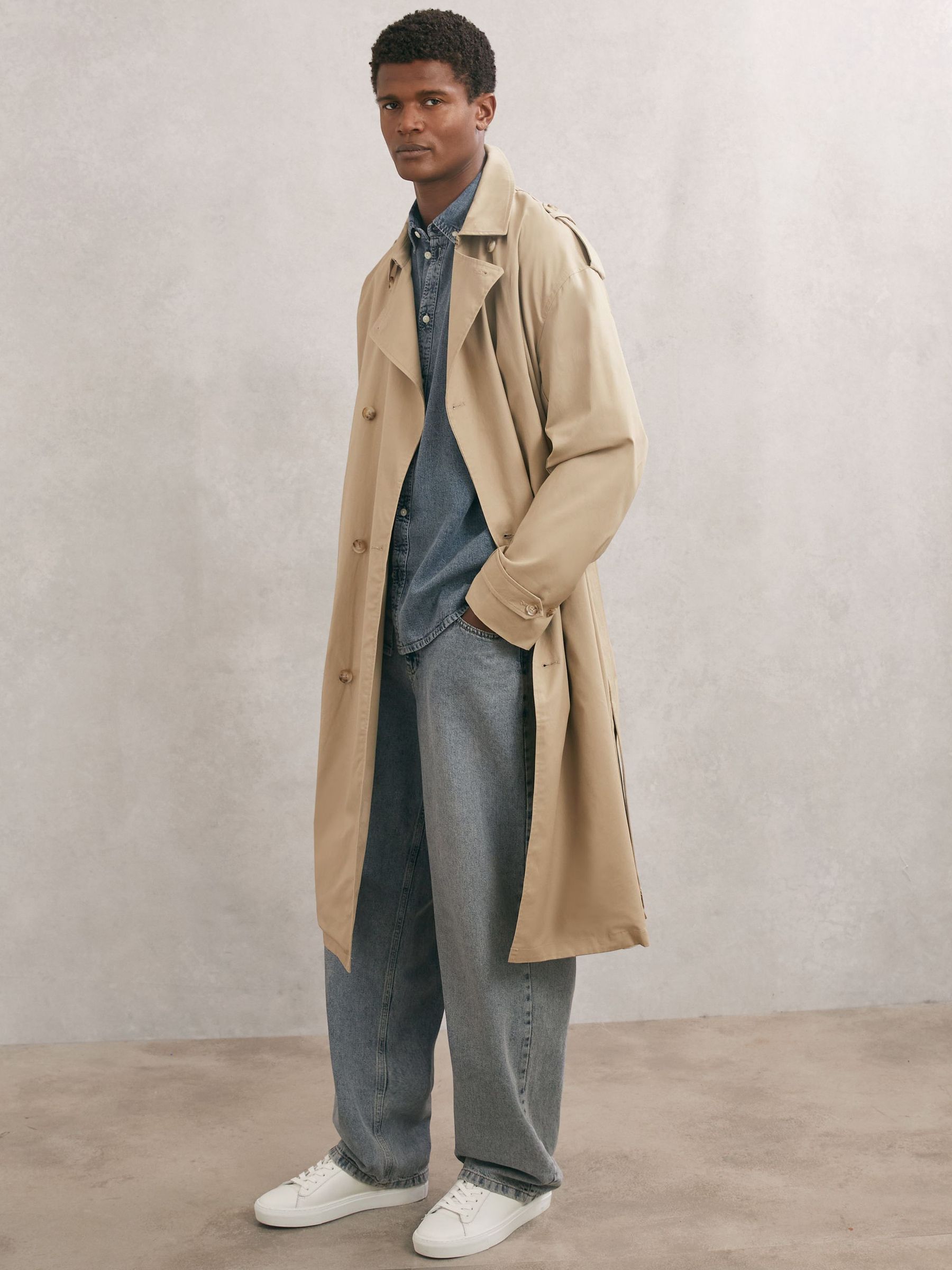 Les Deux Cotton Trench Coat in Dark Sand (W78452) | £309