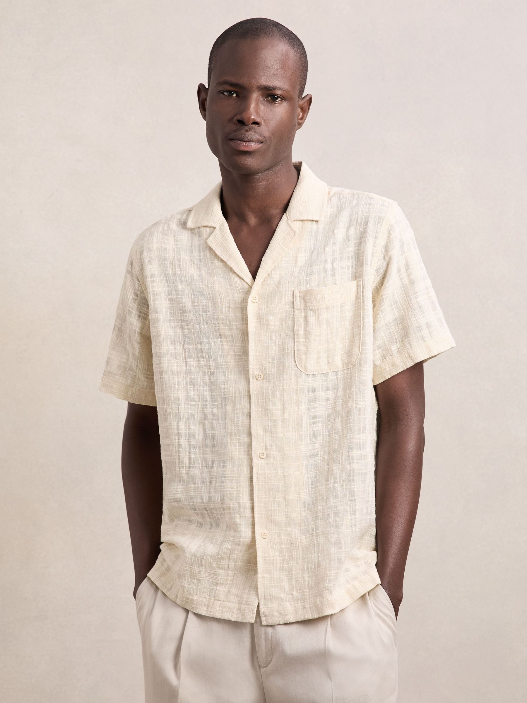 Les Deux Cotton Textured-Weave Shirt in Ivory (W78457) | £109