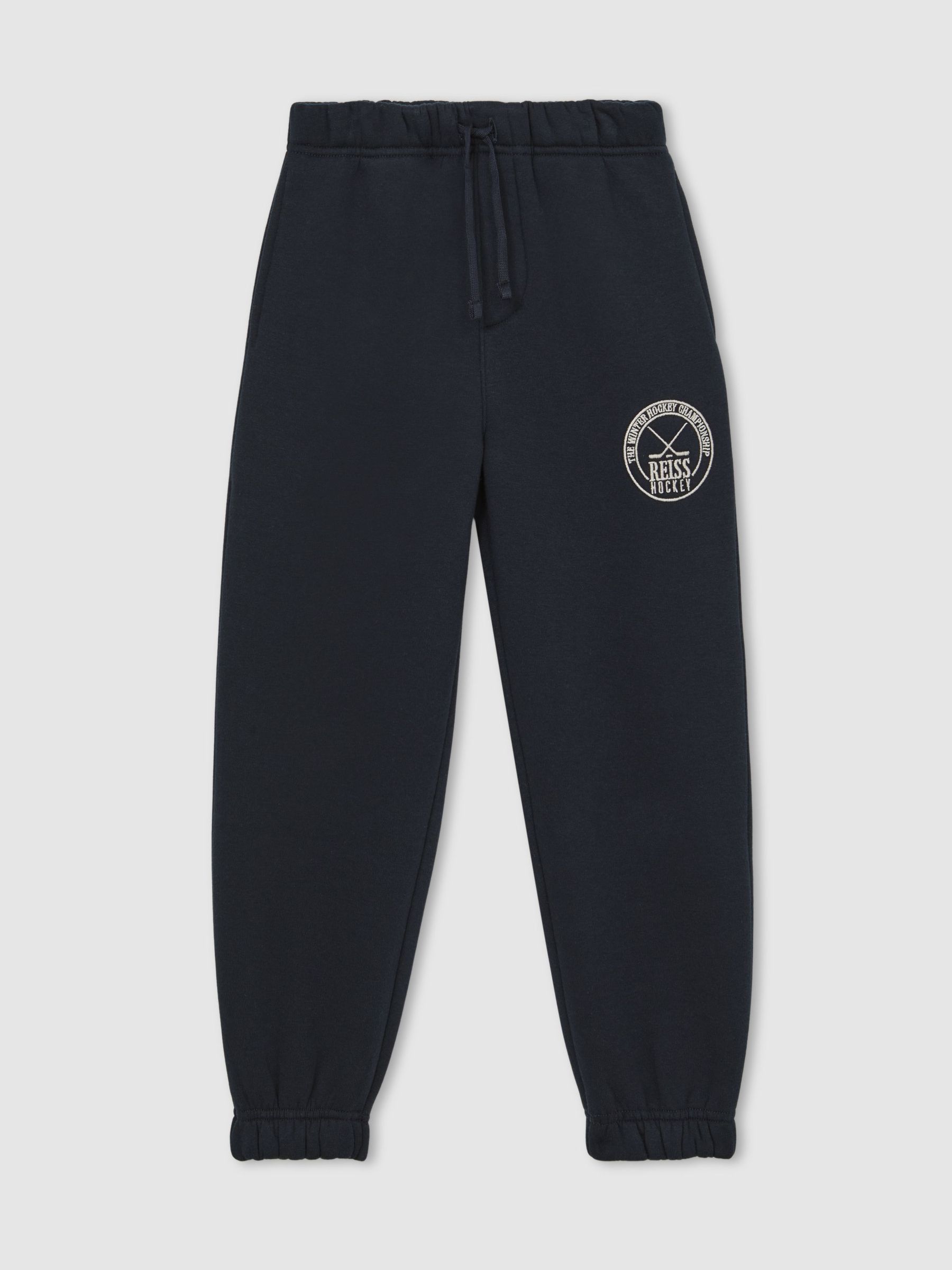 13-14 yrs Cotton-Blend Hockey Crest Joggers in Navy (W78543) | £46