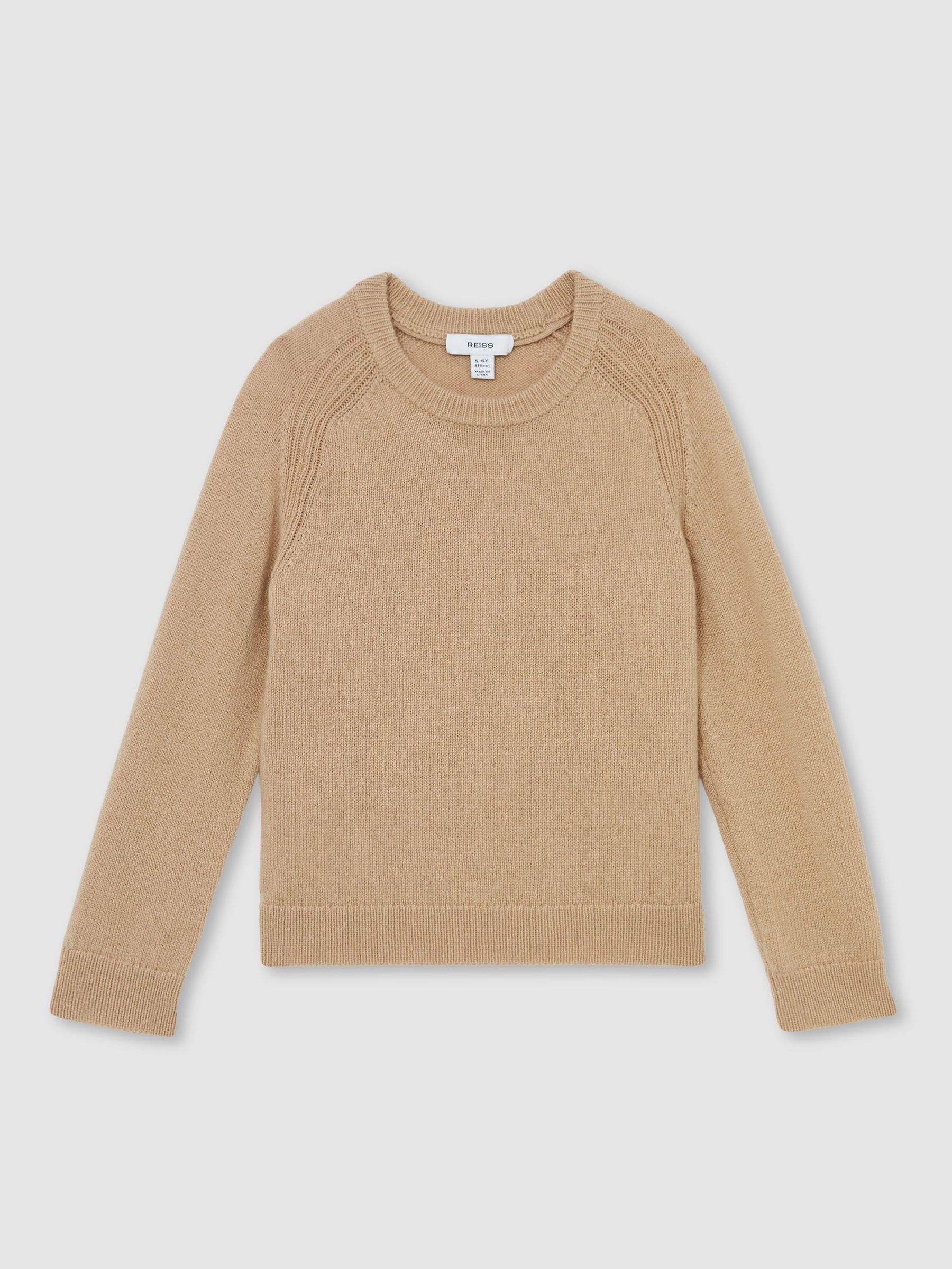 13-14 yrs Wool Blend Crew Neck Jumper in Stone (W78550) | £46