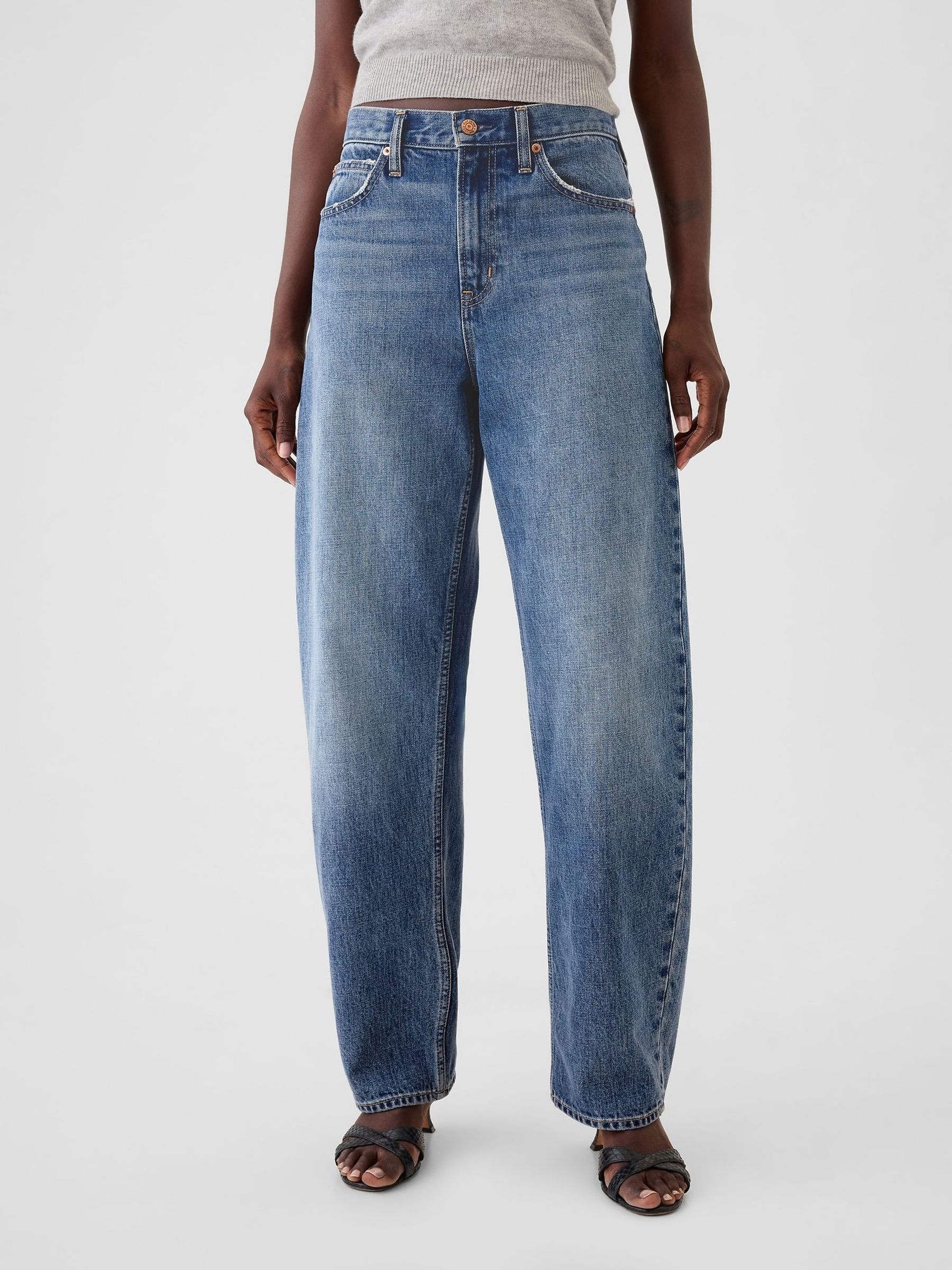 Blue High Rise Barrel Jeans (W78919) | £50