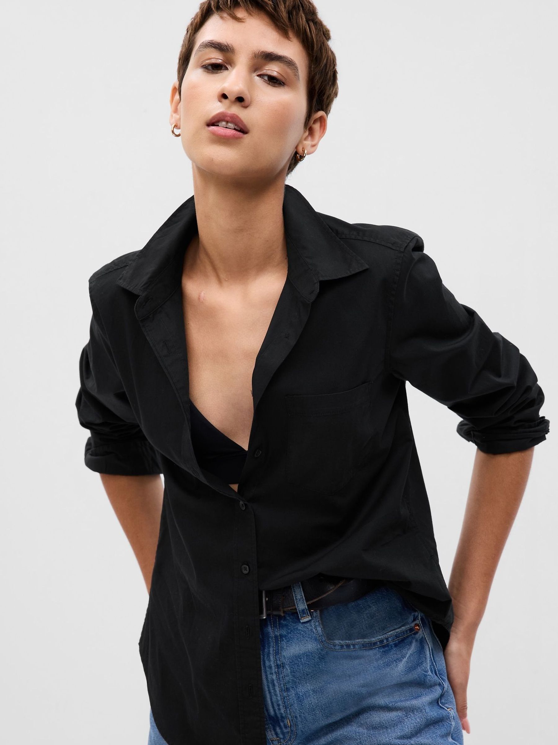 Black Cotton Poplin Classic Shirt (W78943) | £35