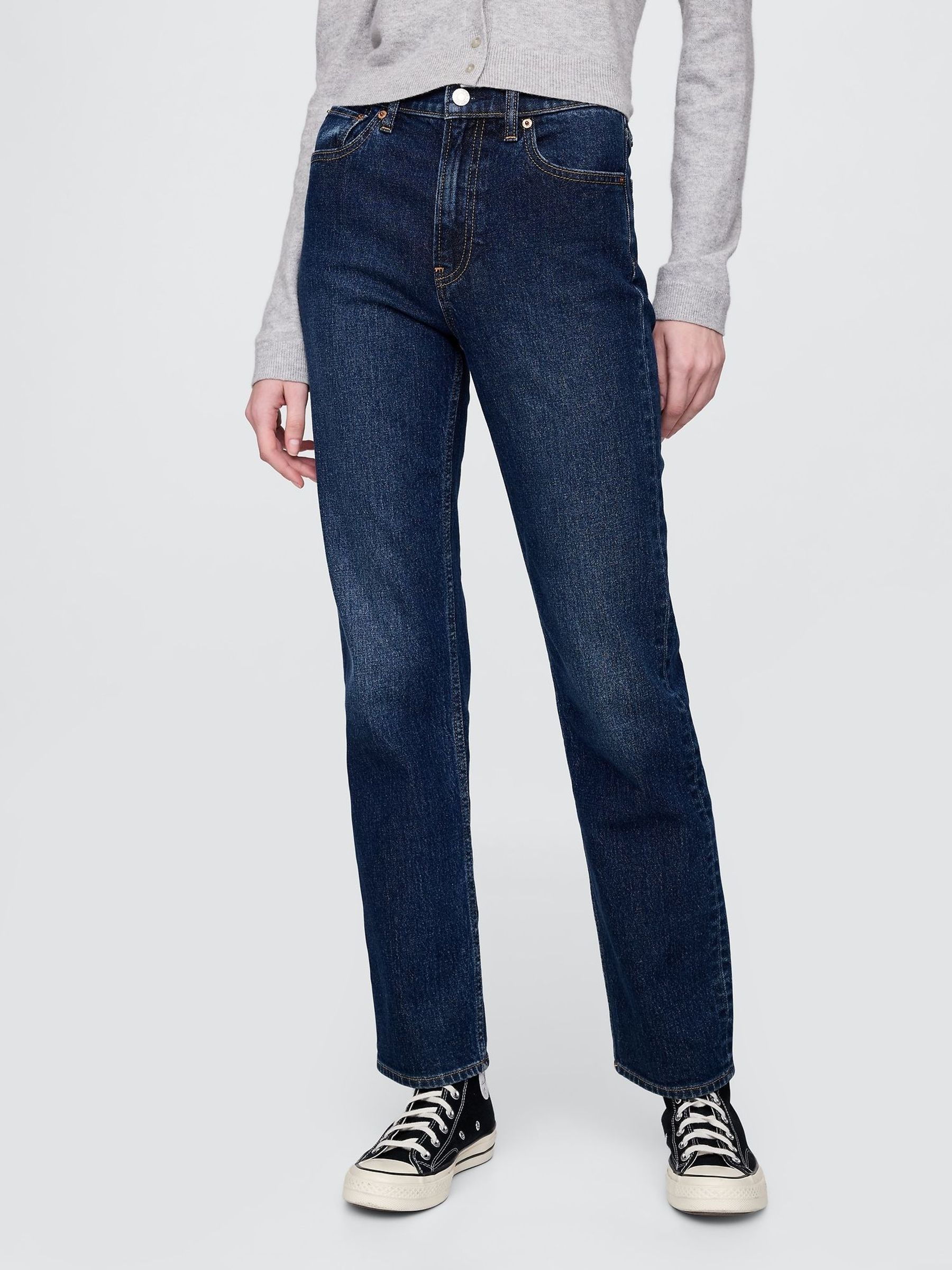 Dark Wash Blue High Waisted '90s Straight Jeans (W79028) | £45