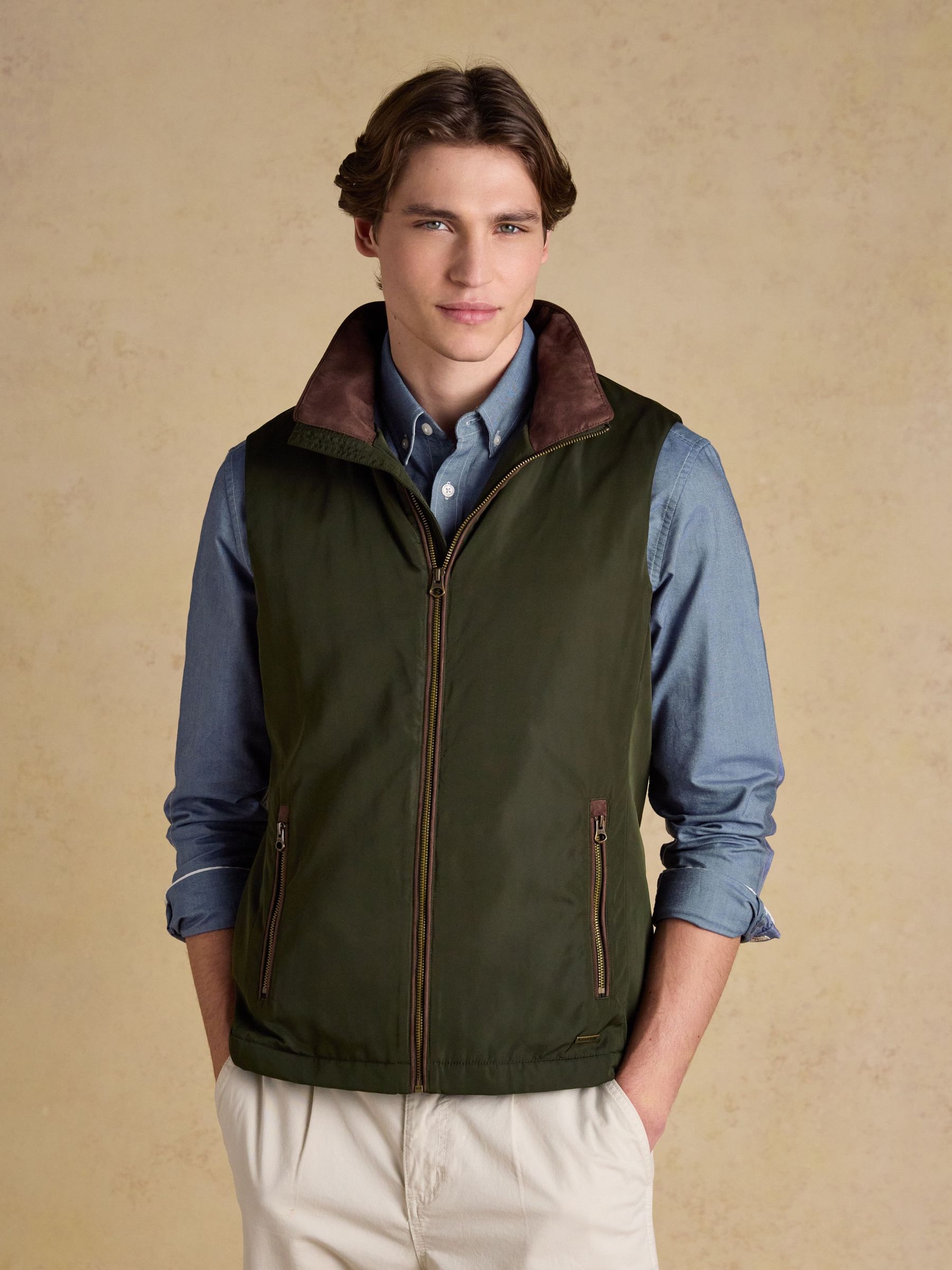 Farnham Khaki Green Fleece Lined Lightweight Gilet