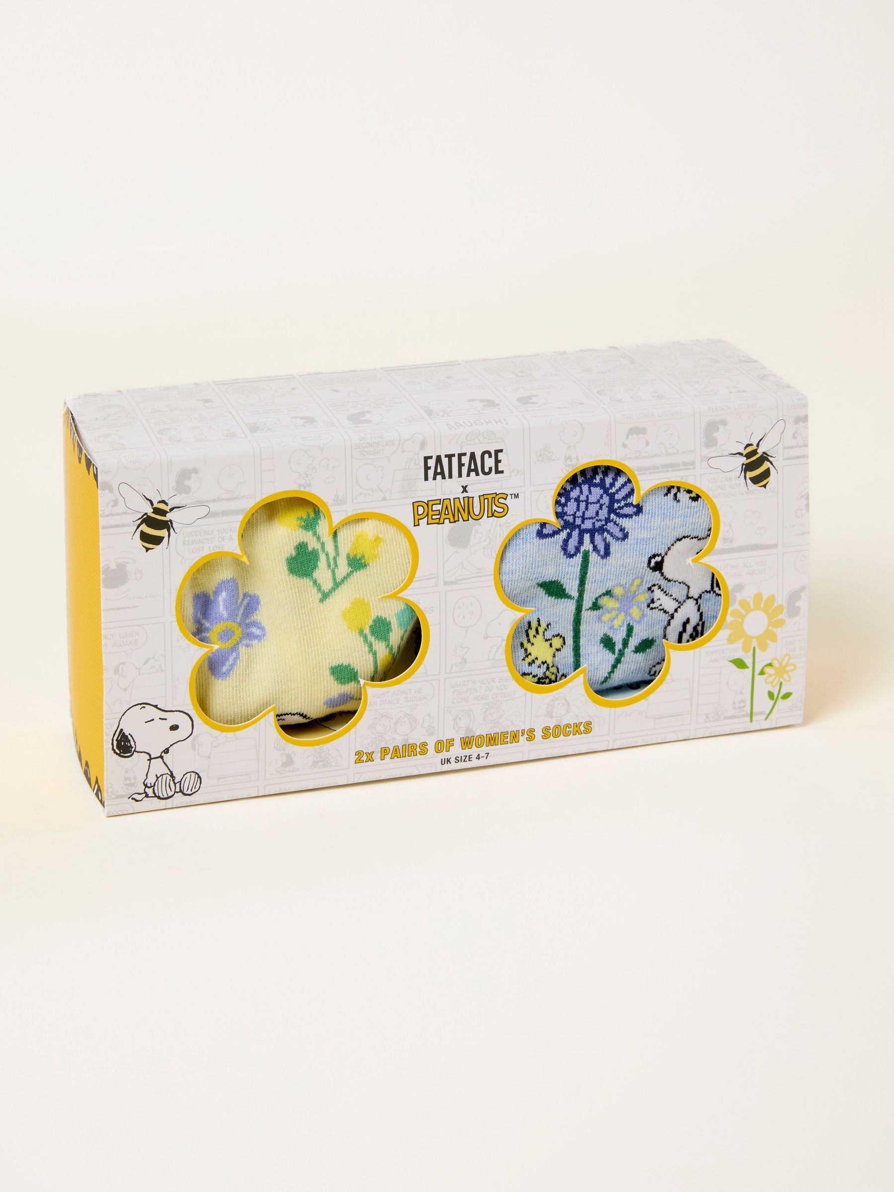 Multi Two Pack Snoopy Bee Socks in a Box (W79960) | £14